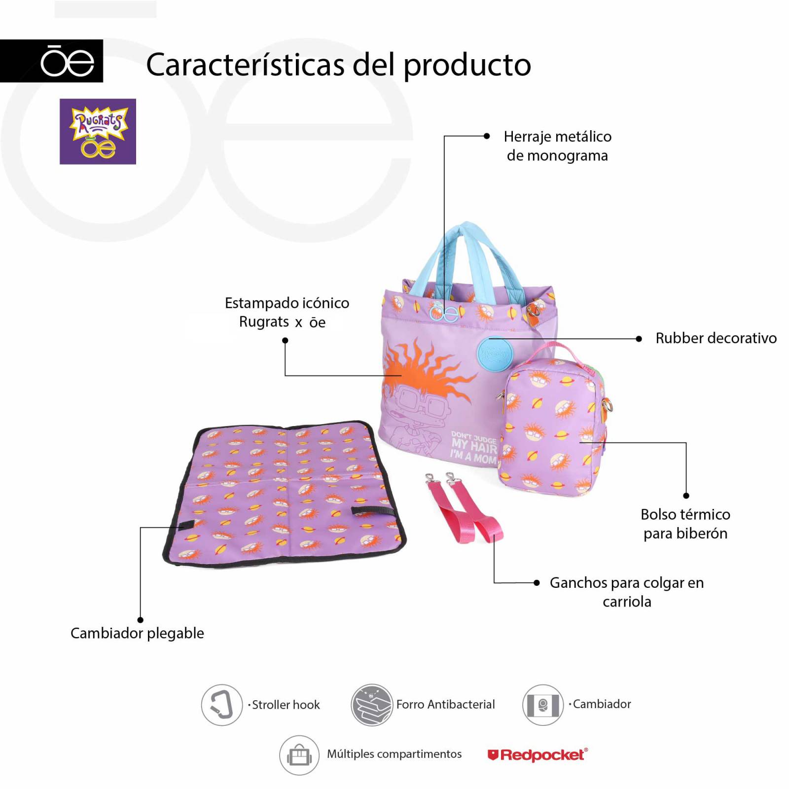 Pañalera Tote Rugrats x Cloe Mom   Baby Estampado Icónico