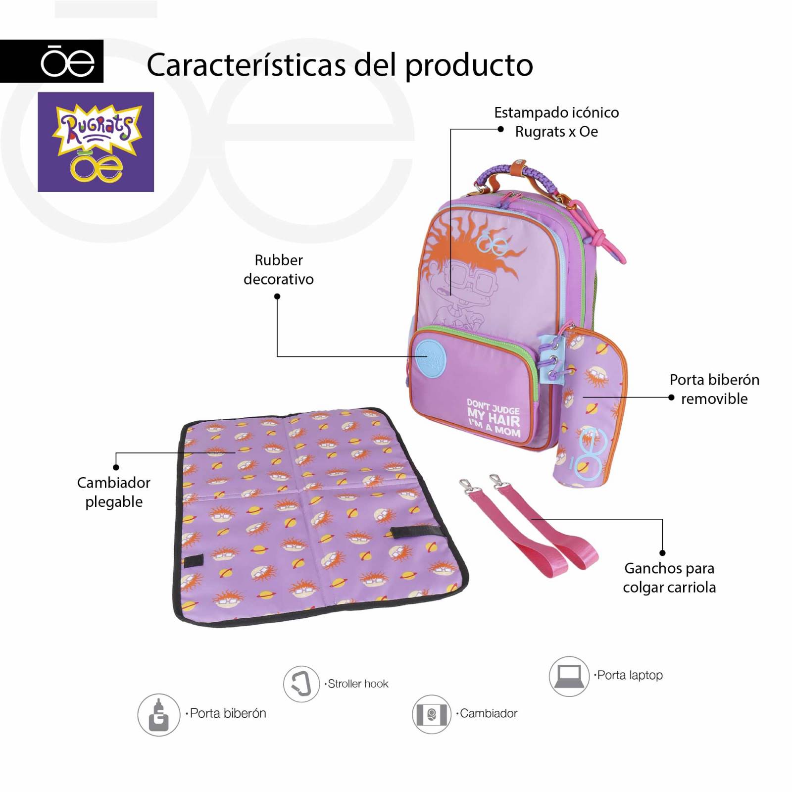Mochila Pañalera Rugrats x Cloe Mom   Baby Estampado Icónico
