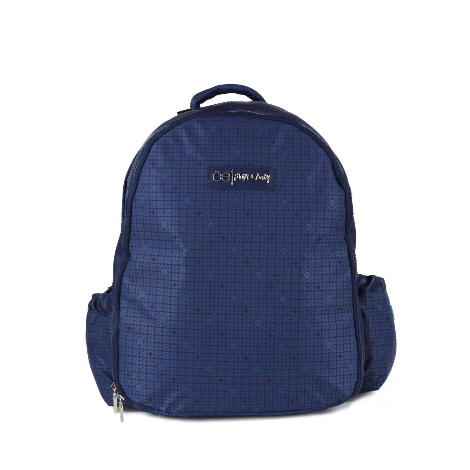 Pañalera backpack textil con trama icónica de la marca