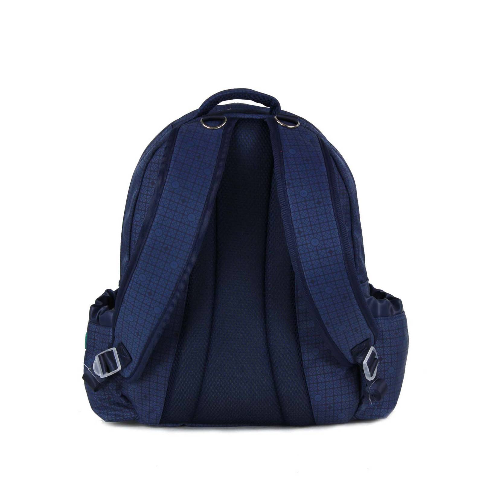 Pañalera backpack textil con trama icónica de la marca
