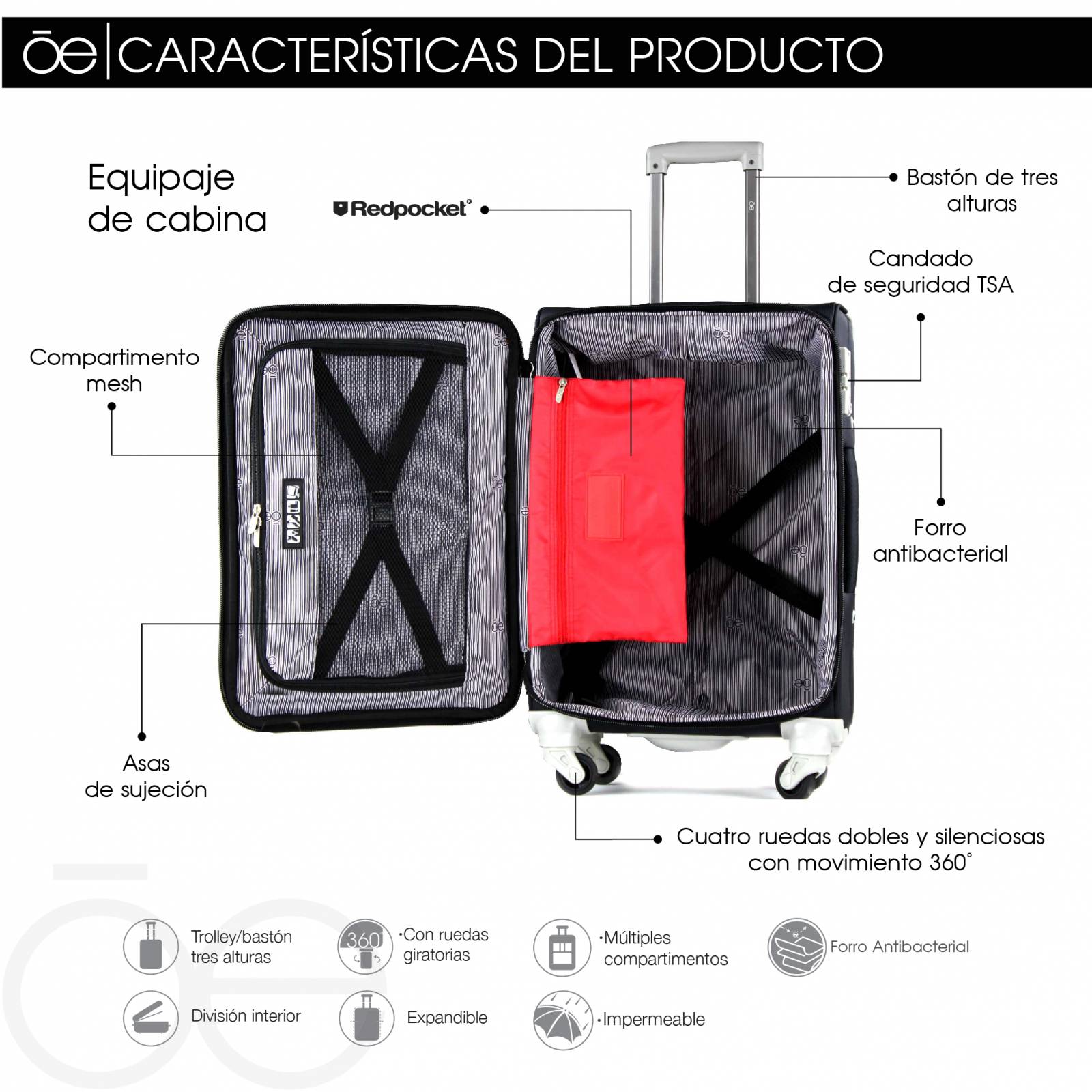 Maleta Cloe Vertical de 20 Pulgadas