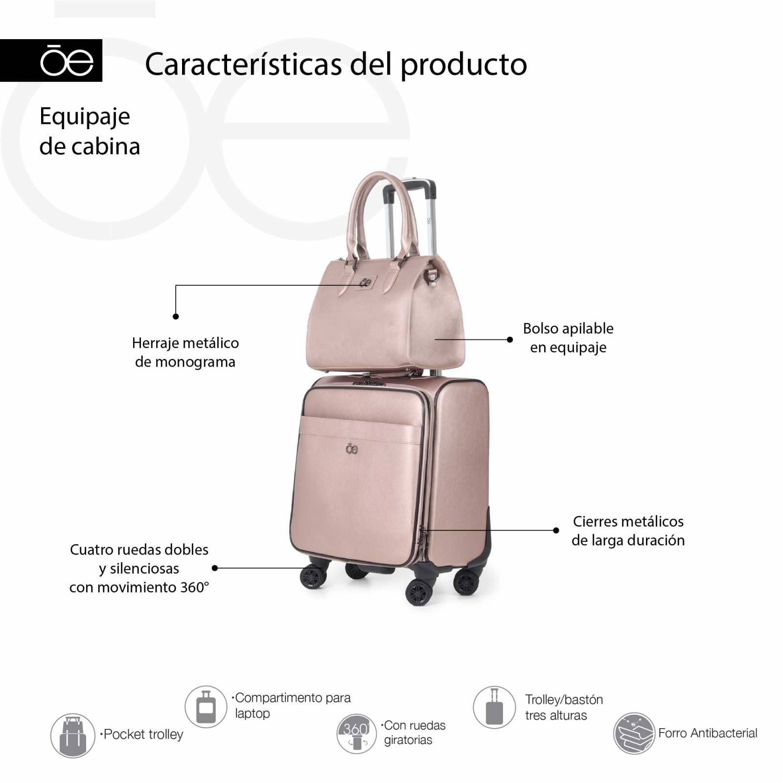 Set de Maletas de viaje para Mujer Cloe con Porta Laptop