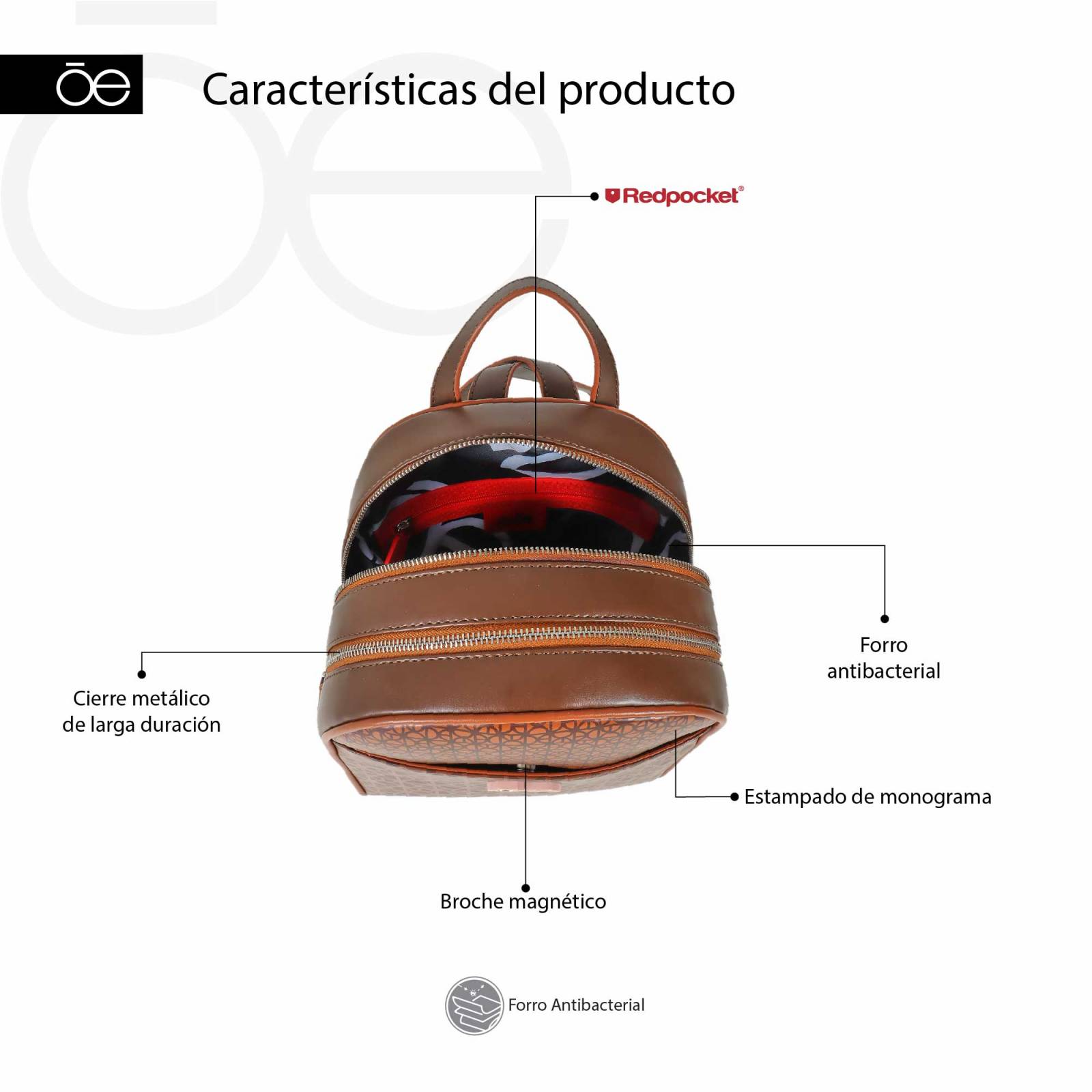 Mochila para Mujer Cloe Mediana Diseño Monograma