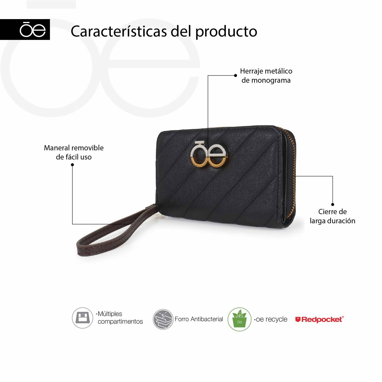 Cartera para Mujer Cloe Mediana Diseño Acolchado con Cierre