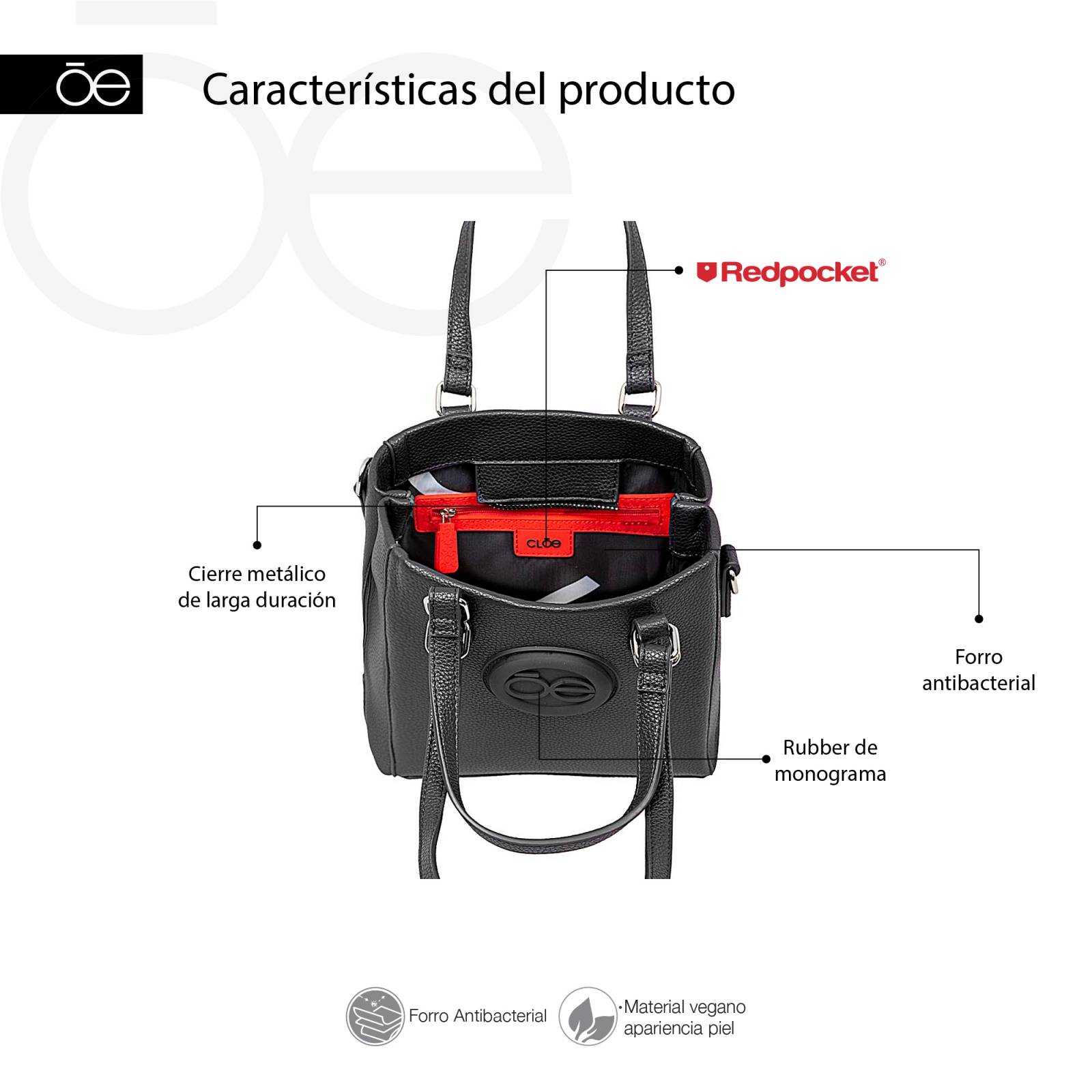 Bolsa Cloe para Mujer Tote Clásico Chico Rubber Monograma