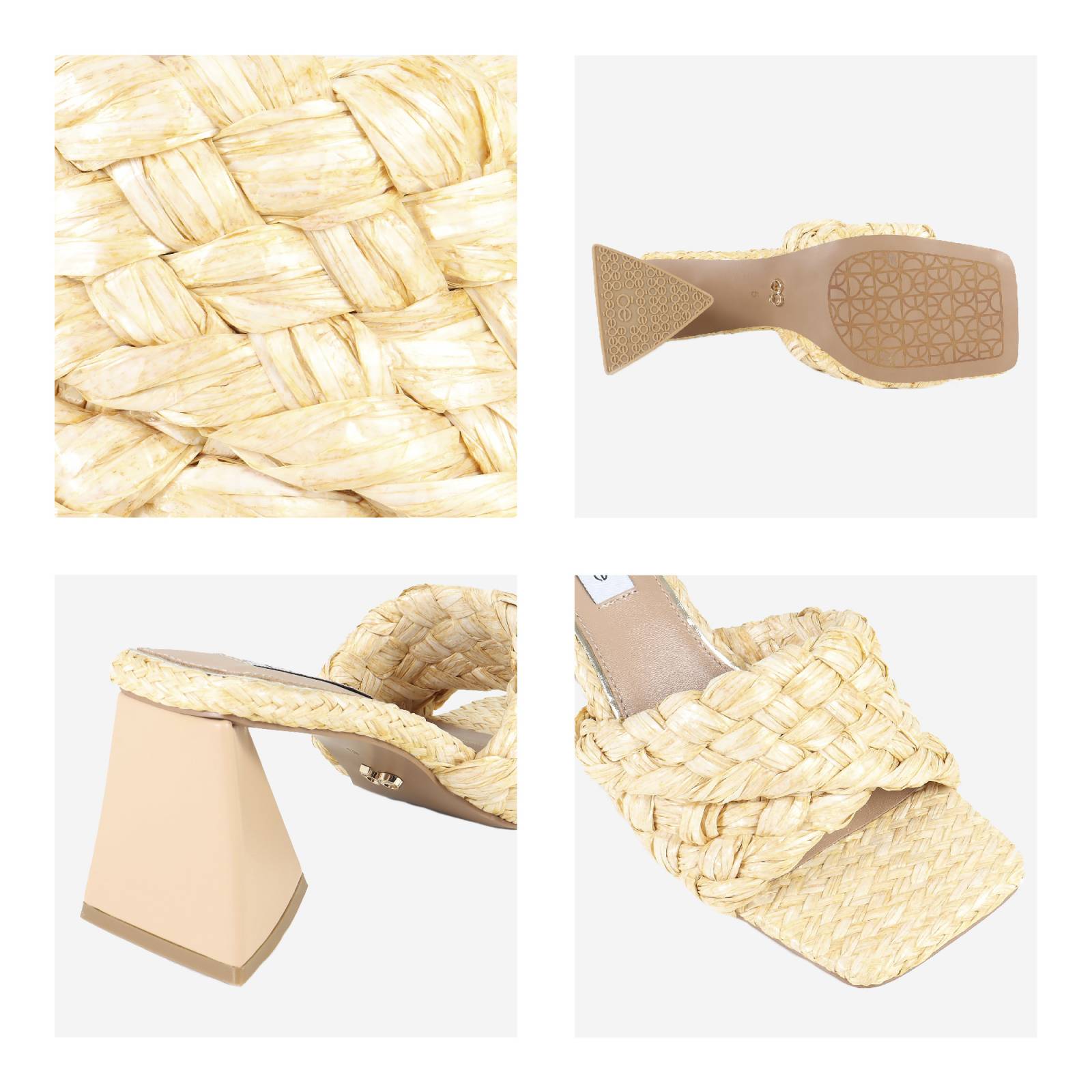 Sandalia para Mujer Cloe Tacón Grueso Rafia Tejida