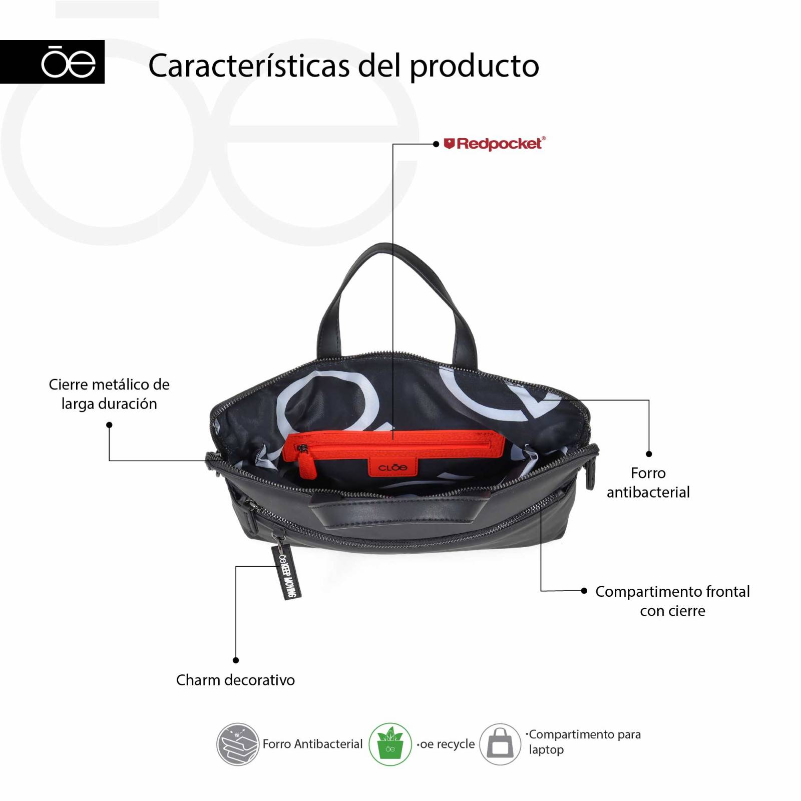 Bolsa Porta Laptop para Mujer Cloe 13 Plg Material Reciclado