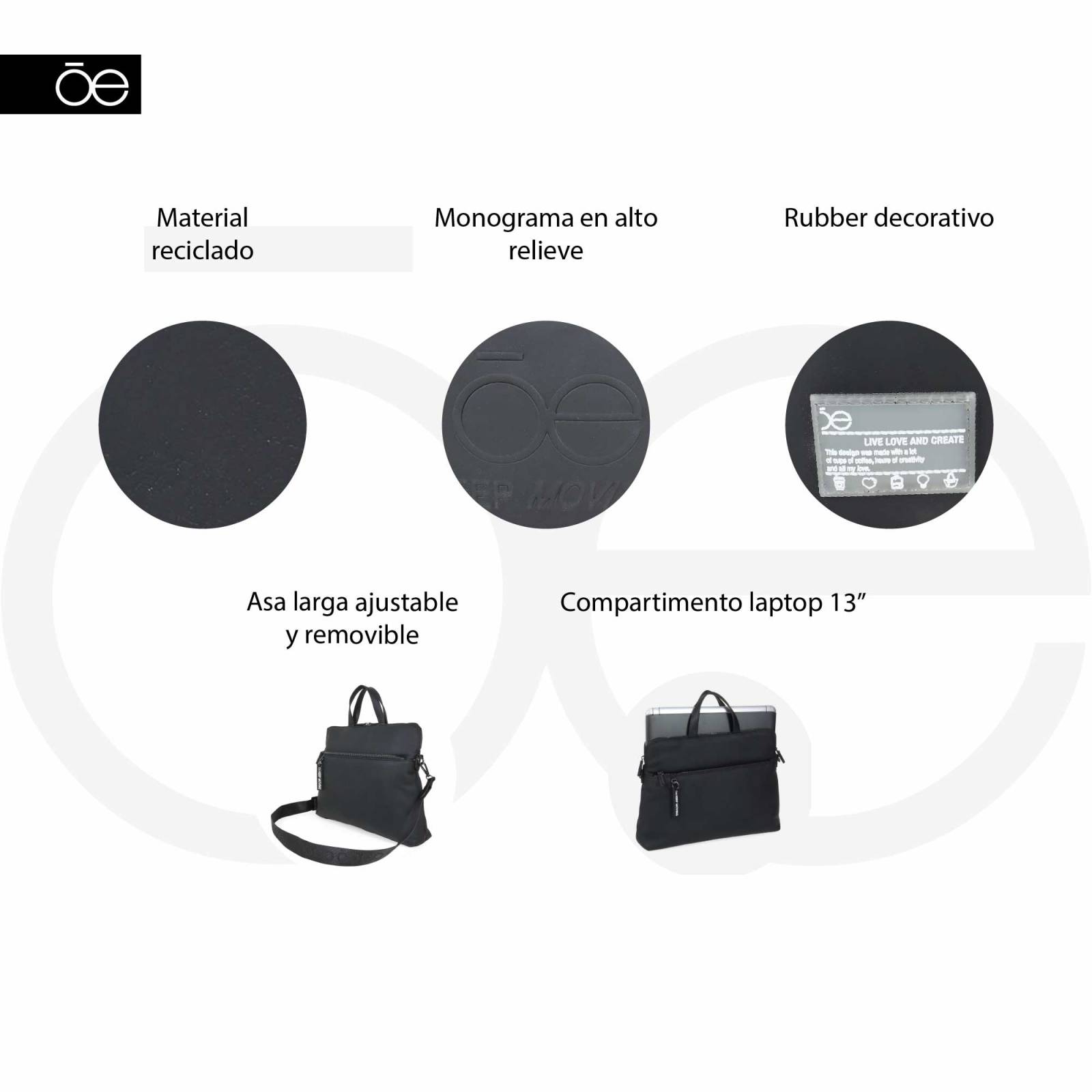 Bolsa Porta Laptop para Mujer Cloe 13 Plg Material Reciclado