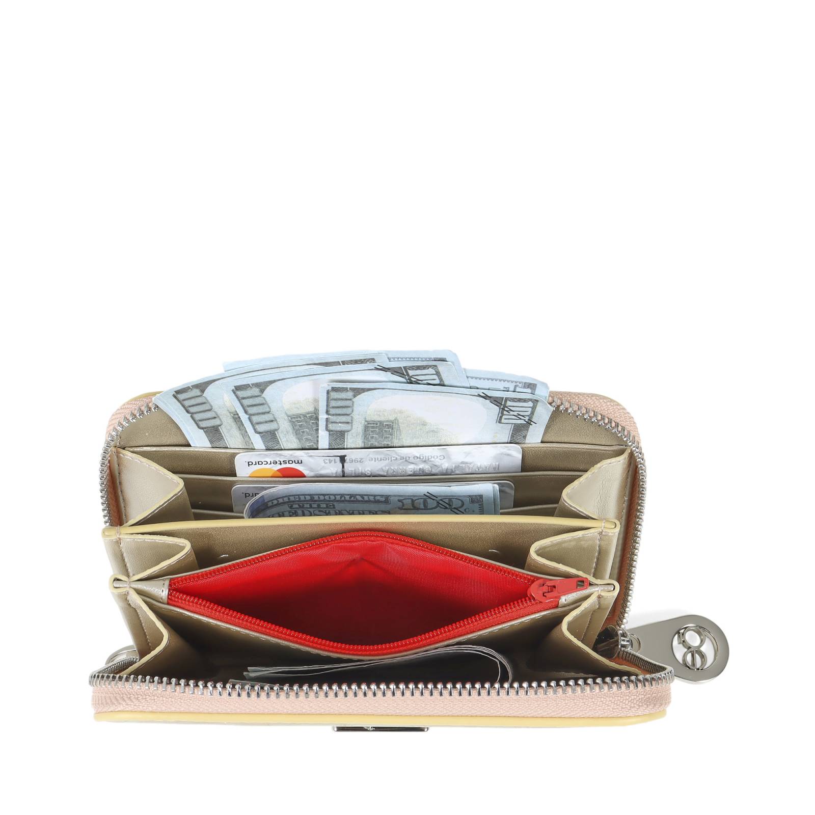 Cartera Cloe Mediana Cierre Sencillo con Maneral color Oro