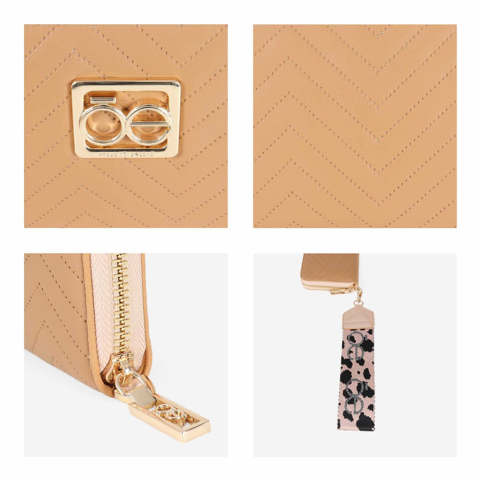 Cartera Cloe Mediana Cierre Sencillo con Maneral color Camel