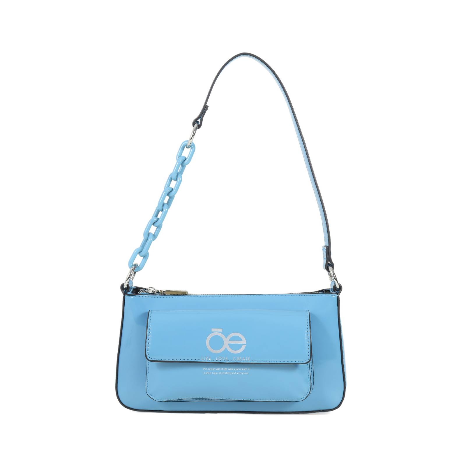 Bolsa Baguette Cloe 2 en 1 Charol color Azul