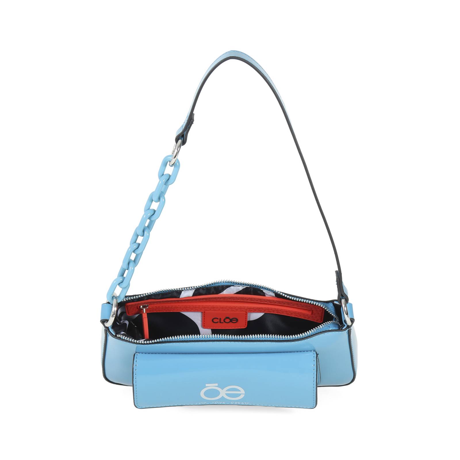 Bolsa Baguette Cloe 2 en 1 Charol color Azul