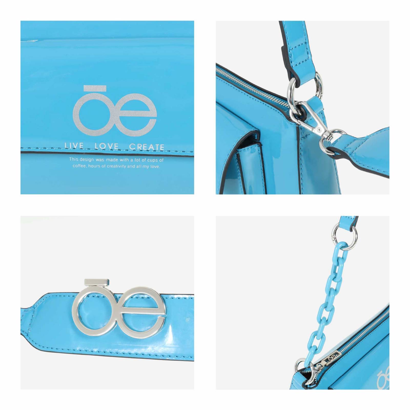 Bolsa Baguette Cloe 2 en 1 Charol color Azul