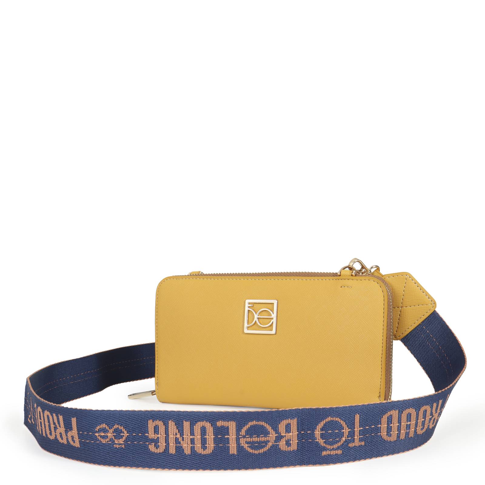 Cartera Grande 2 en 1 Cierre Sencillo color Amarillo Ocre