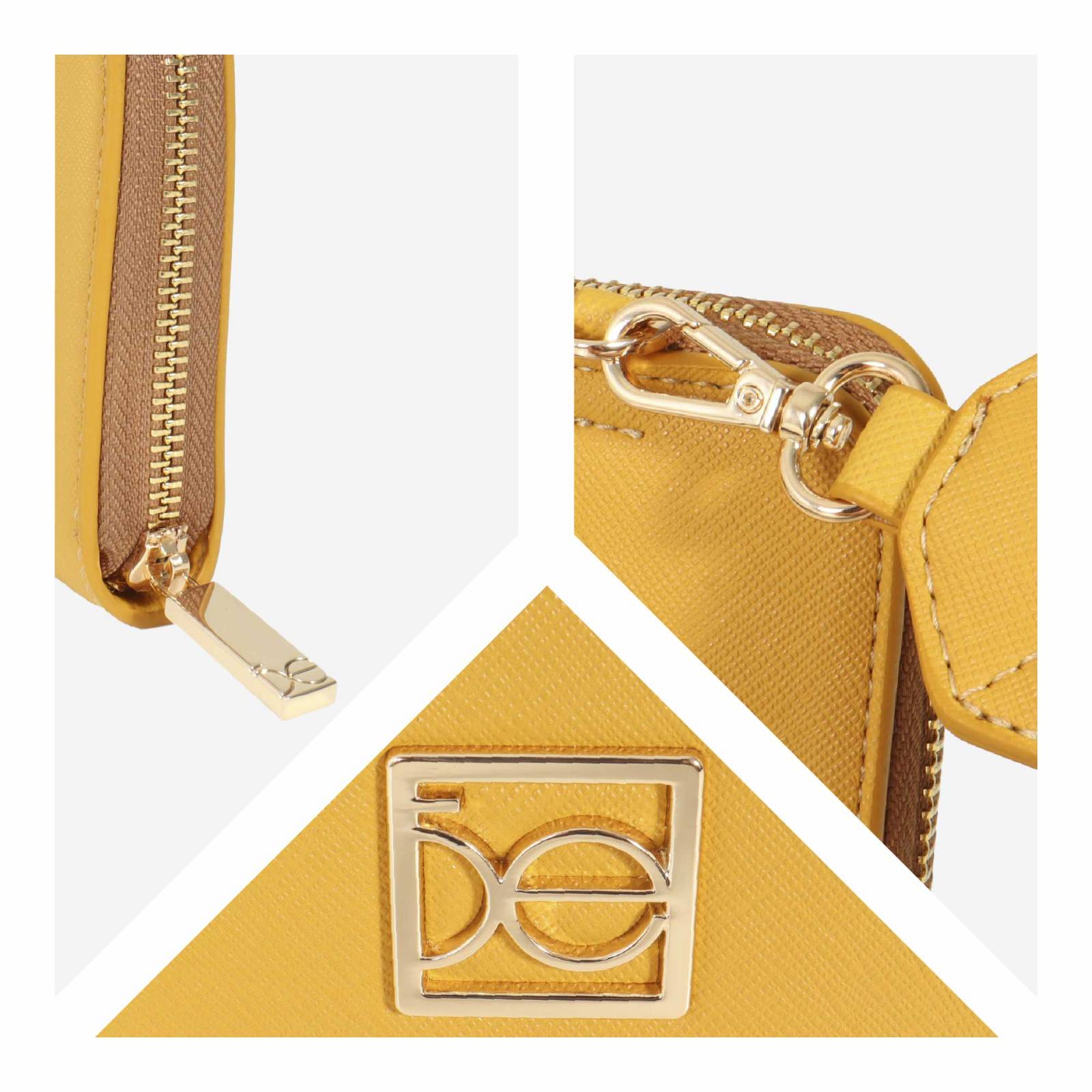 Cartera Grande 2 en 1 Cierre Sencillo color Amarillo Ocre