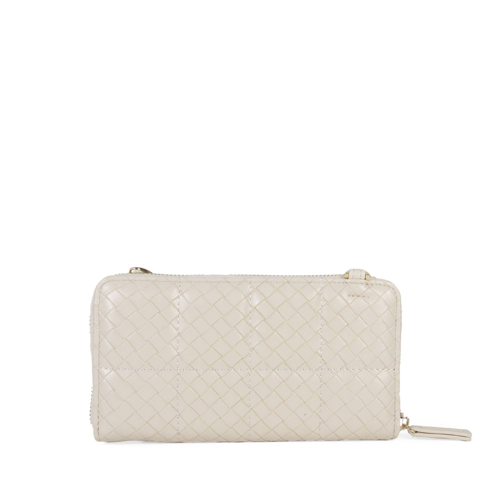 Cartera Cloe Grande Cierre Sencillo Diseño Tejido color Beige