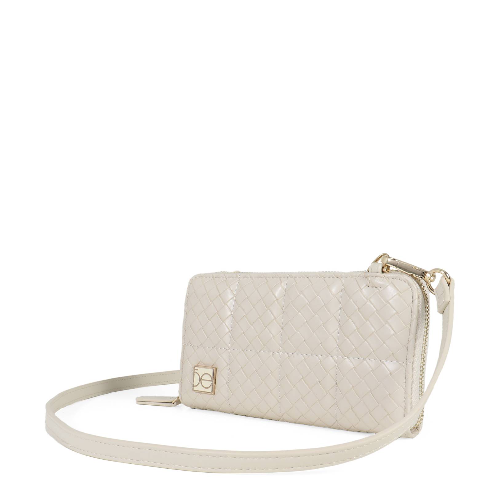 Cartera Cloe Grande Cierre Sencillo Diseño Tejido color Beige