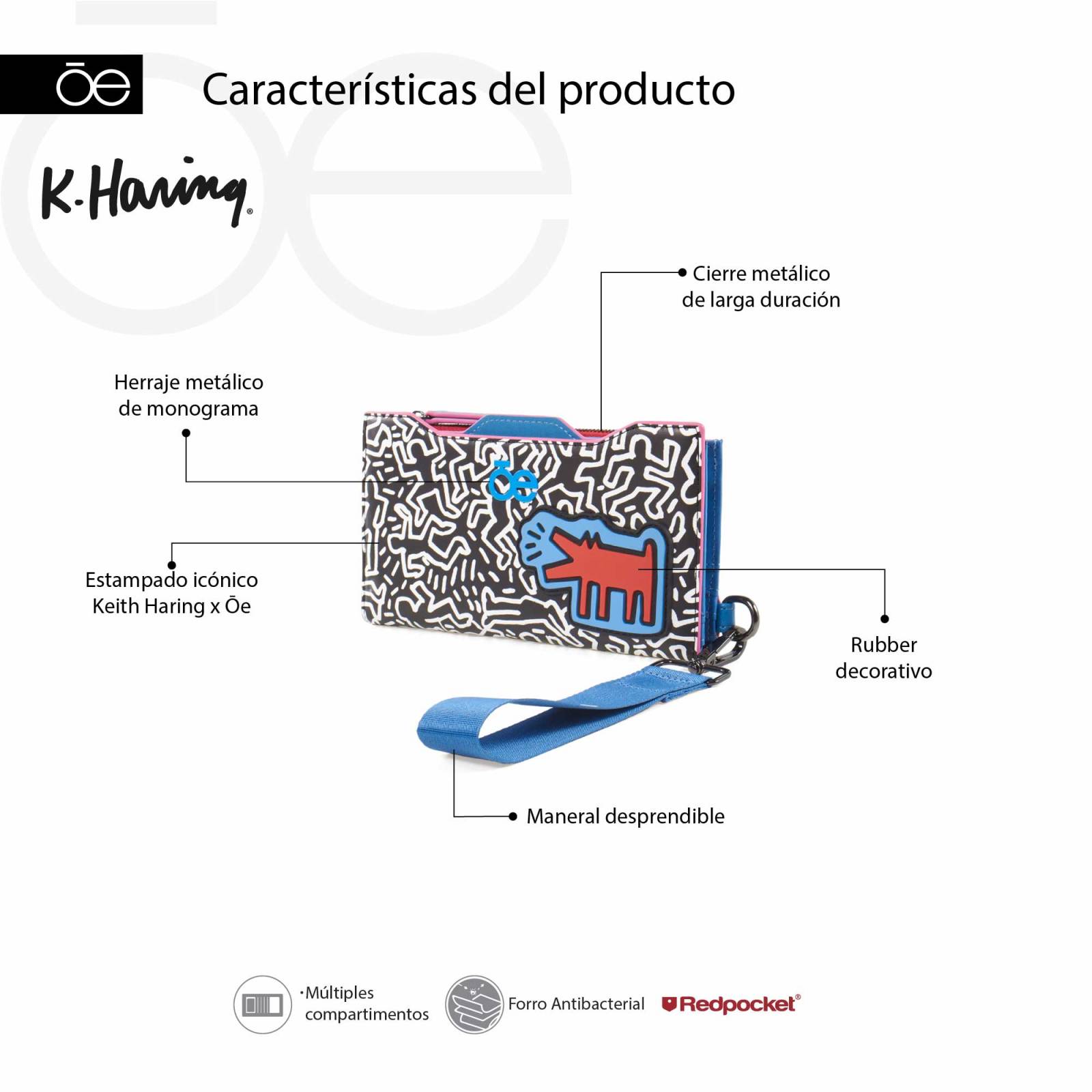 Cartera Cloe Para Mujer Flap Keith Haring x Oe con Maneral