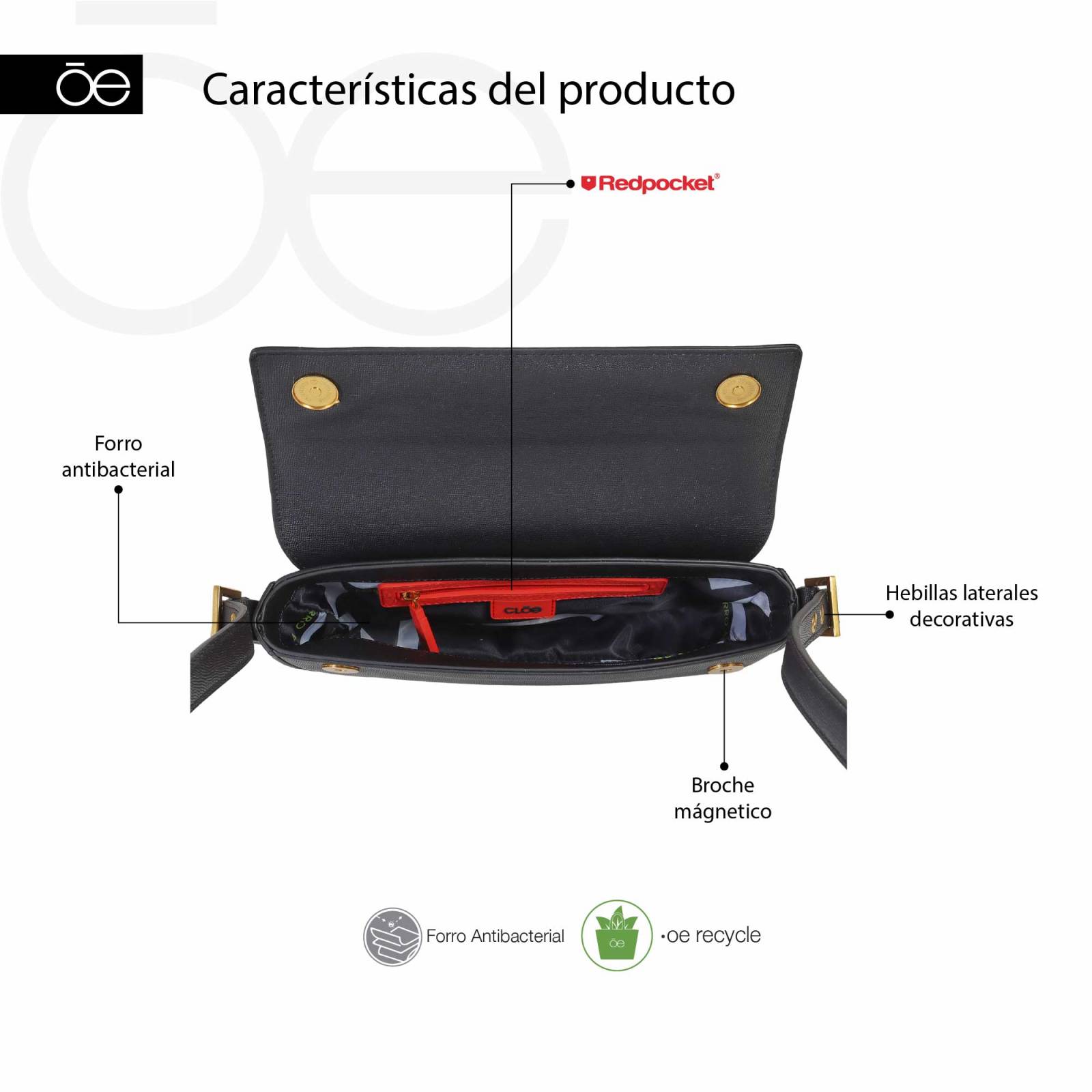 Bolsa Crossbody para Mujer Cloe Hebilla Decorativa