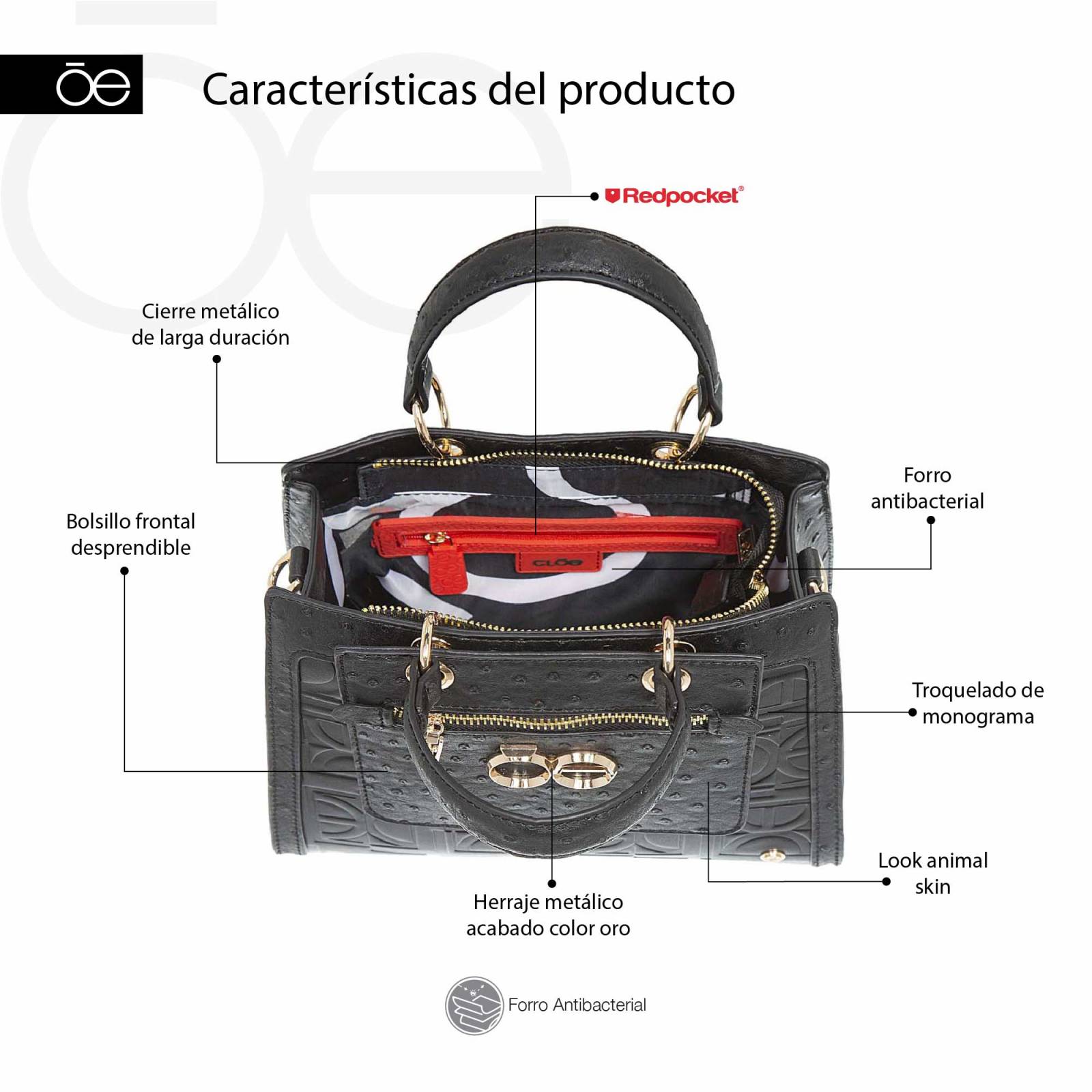 Bolsa Satchel para Mujer Cloe 2 en 1 Chica Embozado