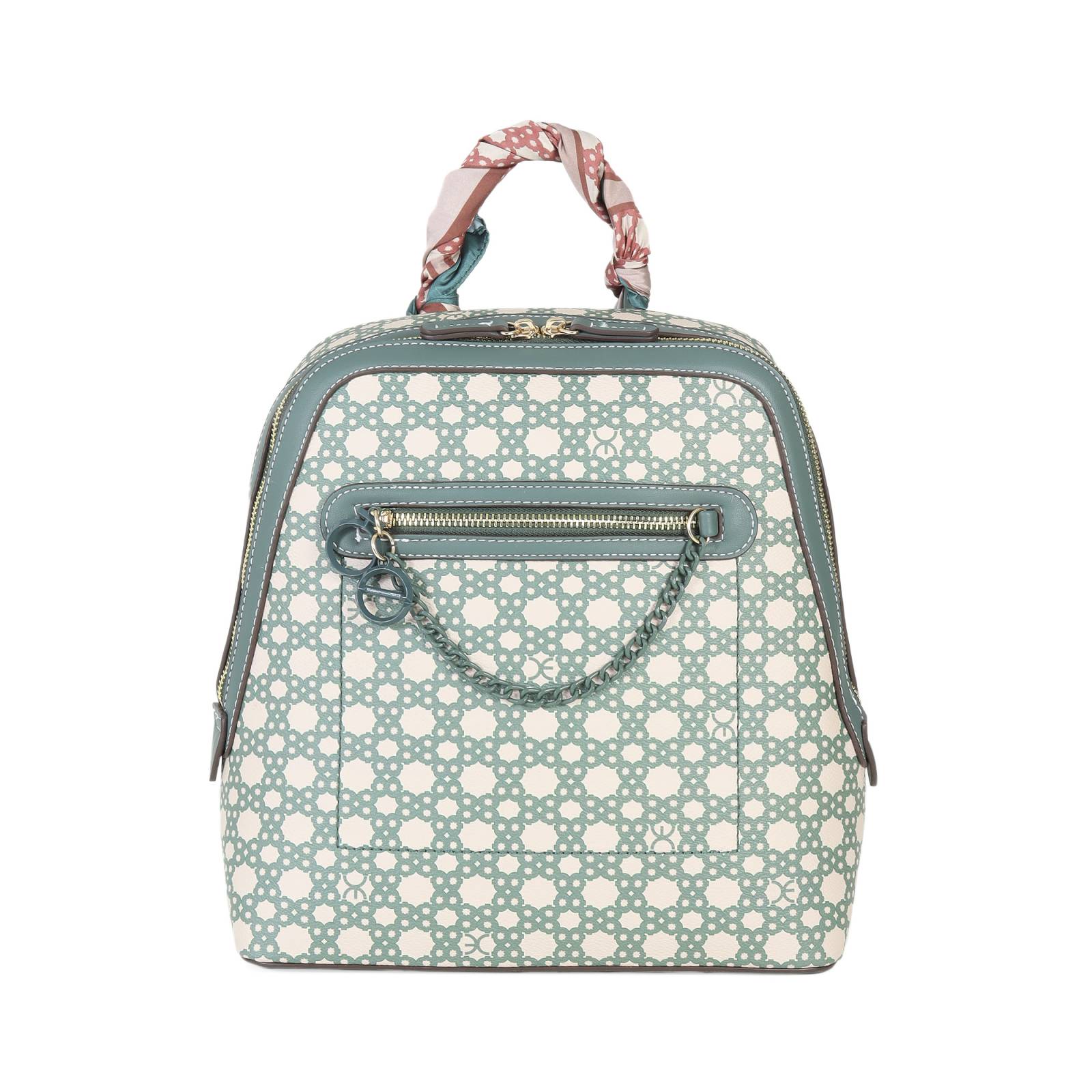 Mochila para Mujer Cloe Mediana con Mascada y Detalle Cadena