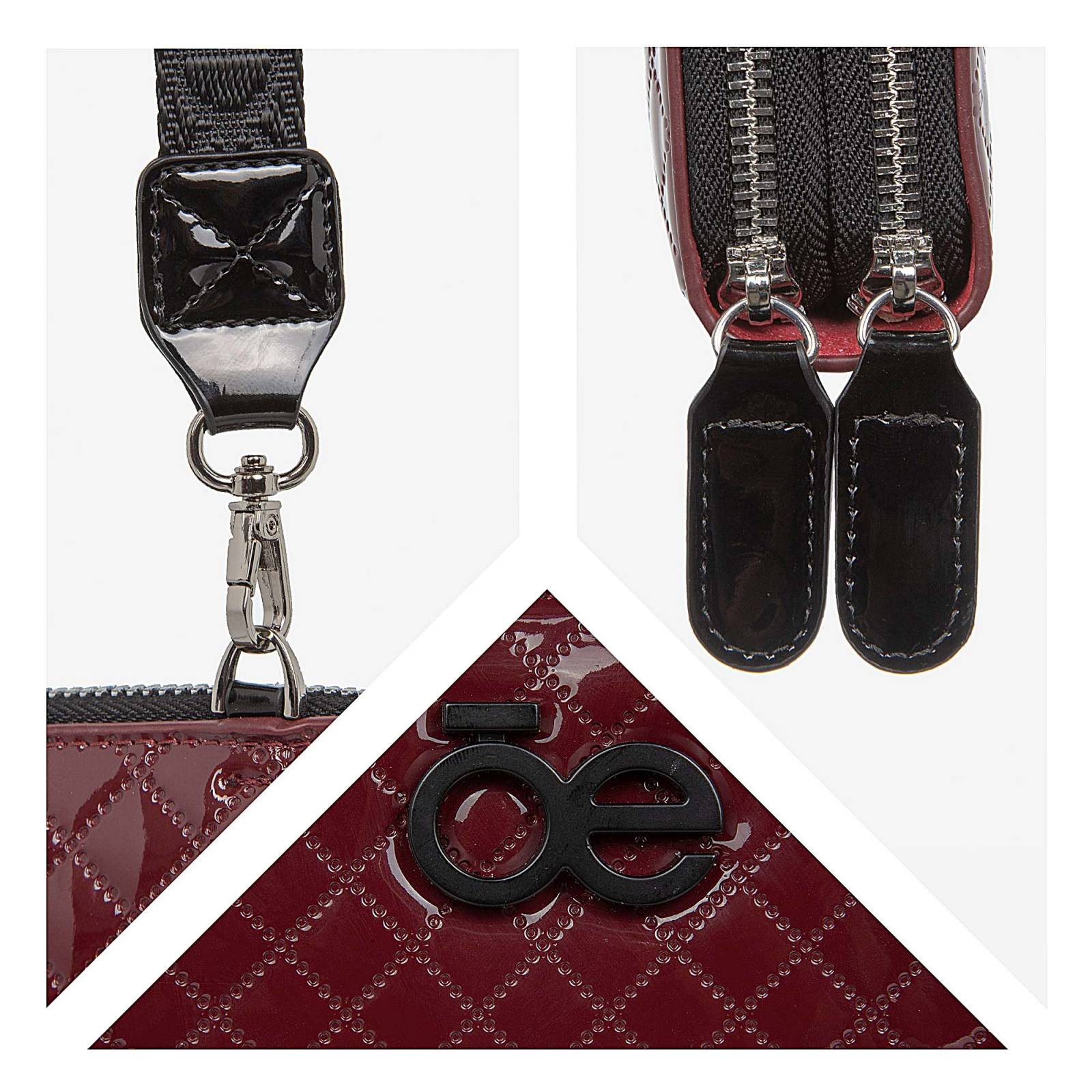 Cartera Cloe Charol Grande Para Mujer Acolchado a rombos