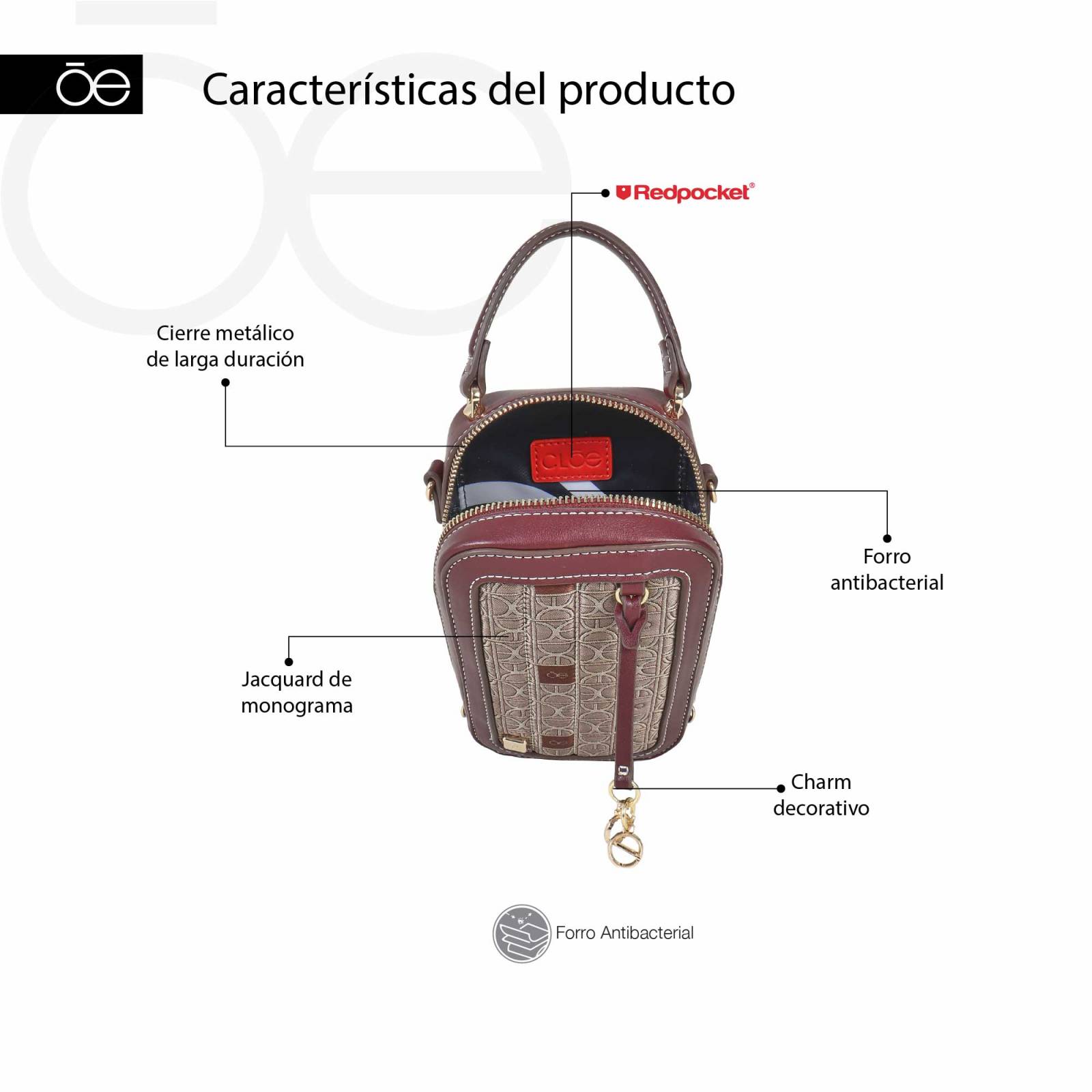 Bolsa Crossbody para Mujer Cloe Vertical Acolchada Jacquard