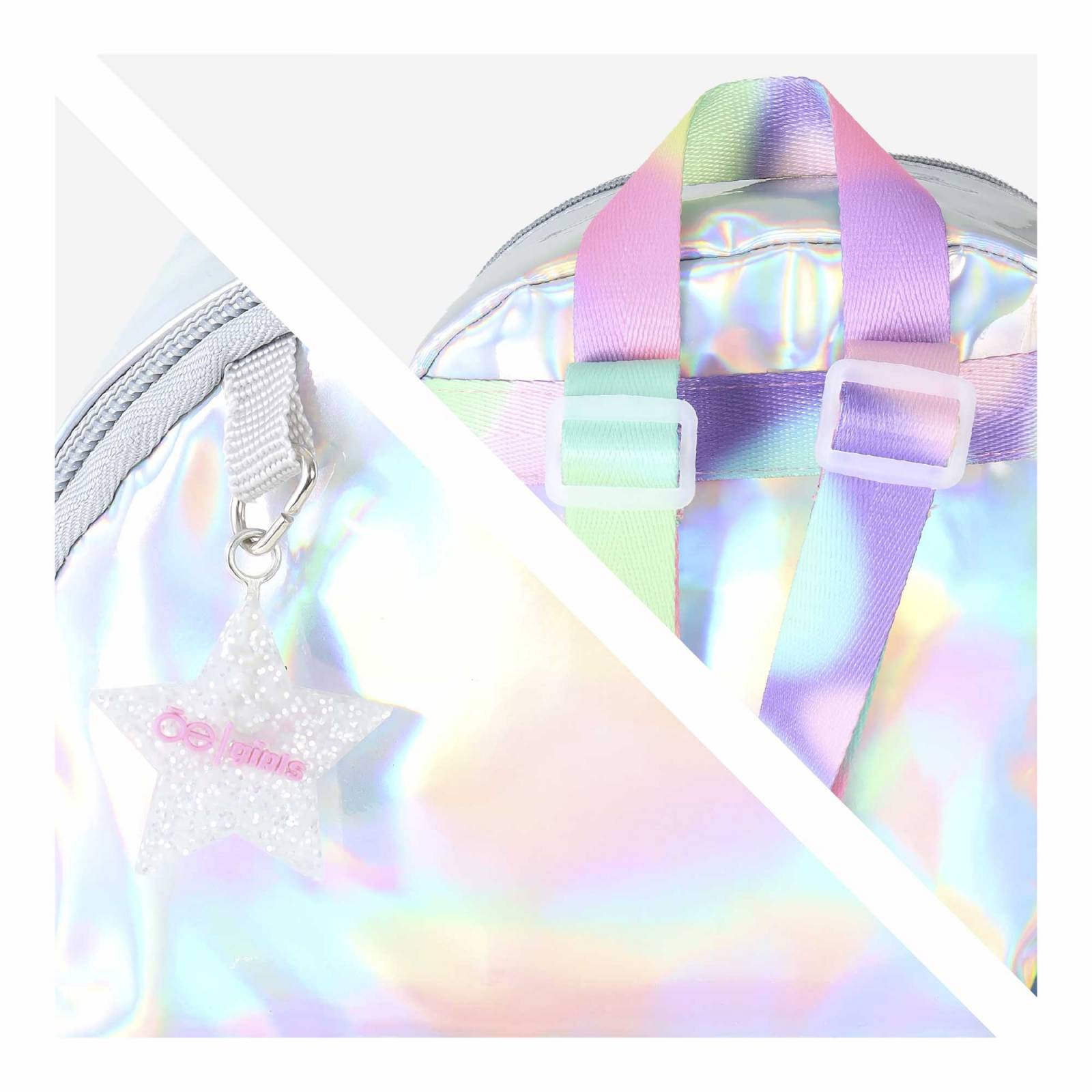 Mochila para Niña Cloe Mediana Holográfica Bordado Estrella