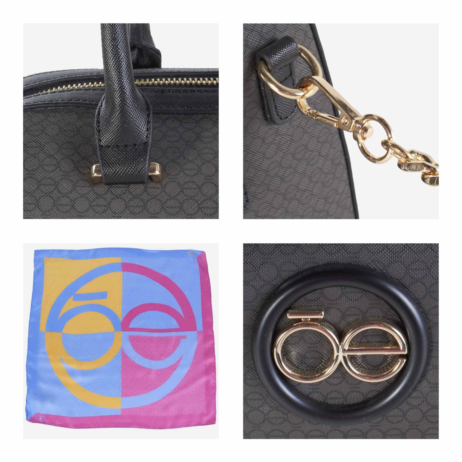 Bolsa Bowling Cloe Para Mujer Monograma Estampado Mascada