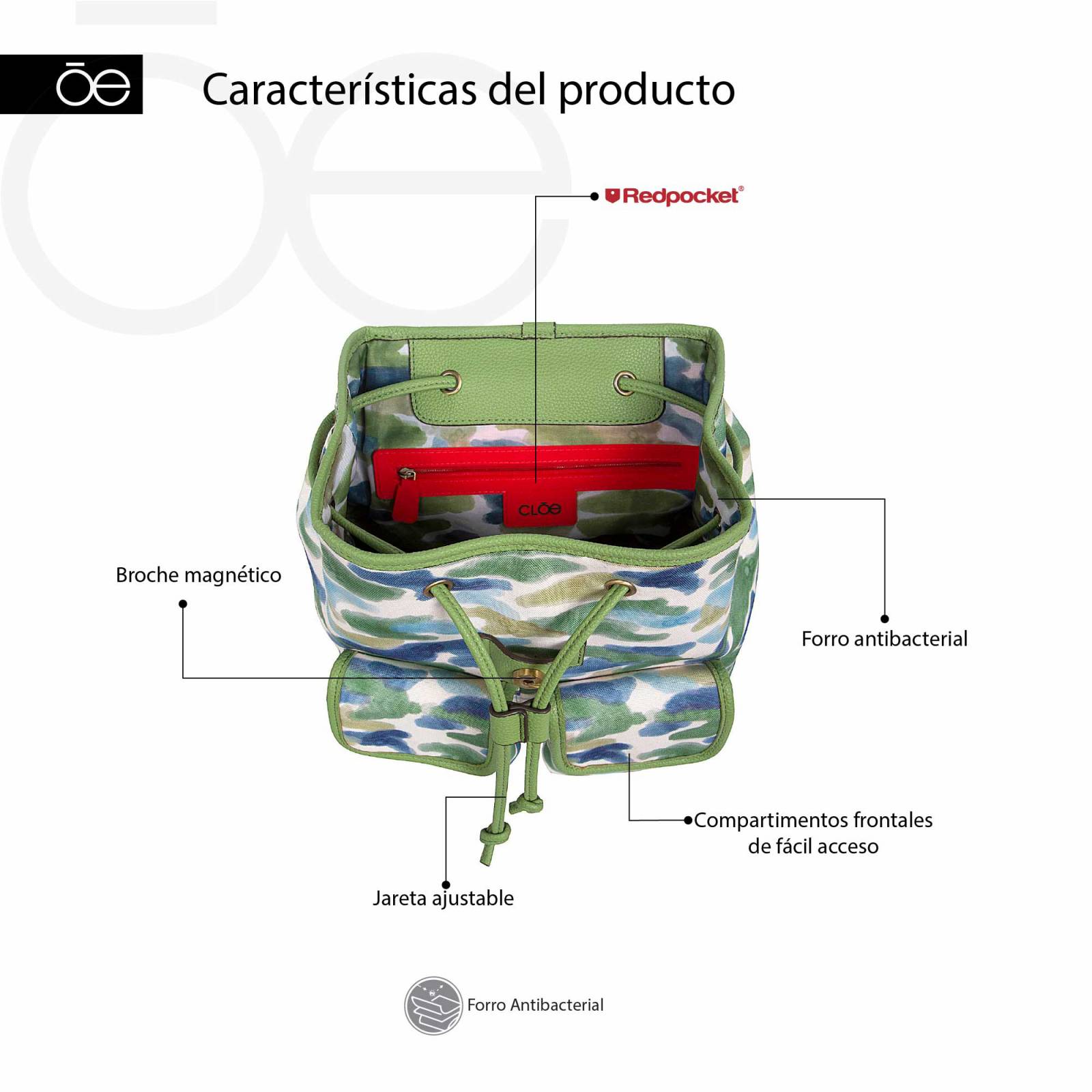 Mochila Cloe Para Mujer Mediana Textil de Jareta ajustable