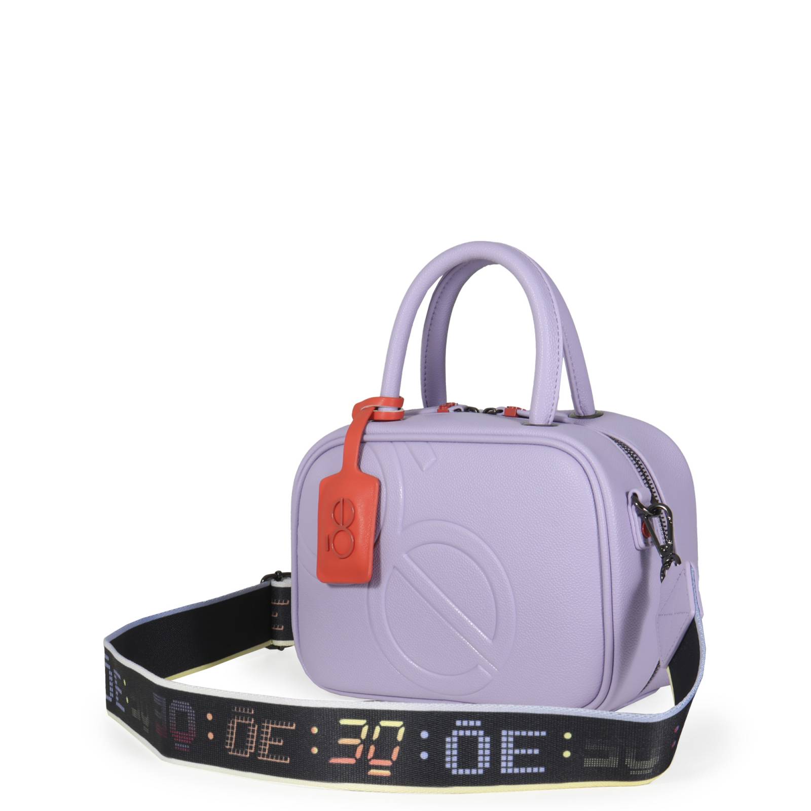 Bolsa Satchel Mini Charm al Contraste color Lila