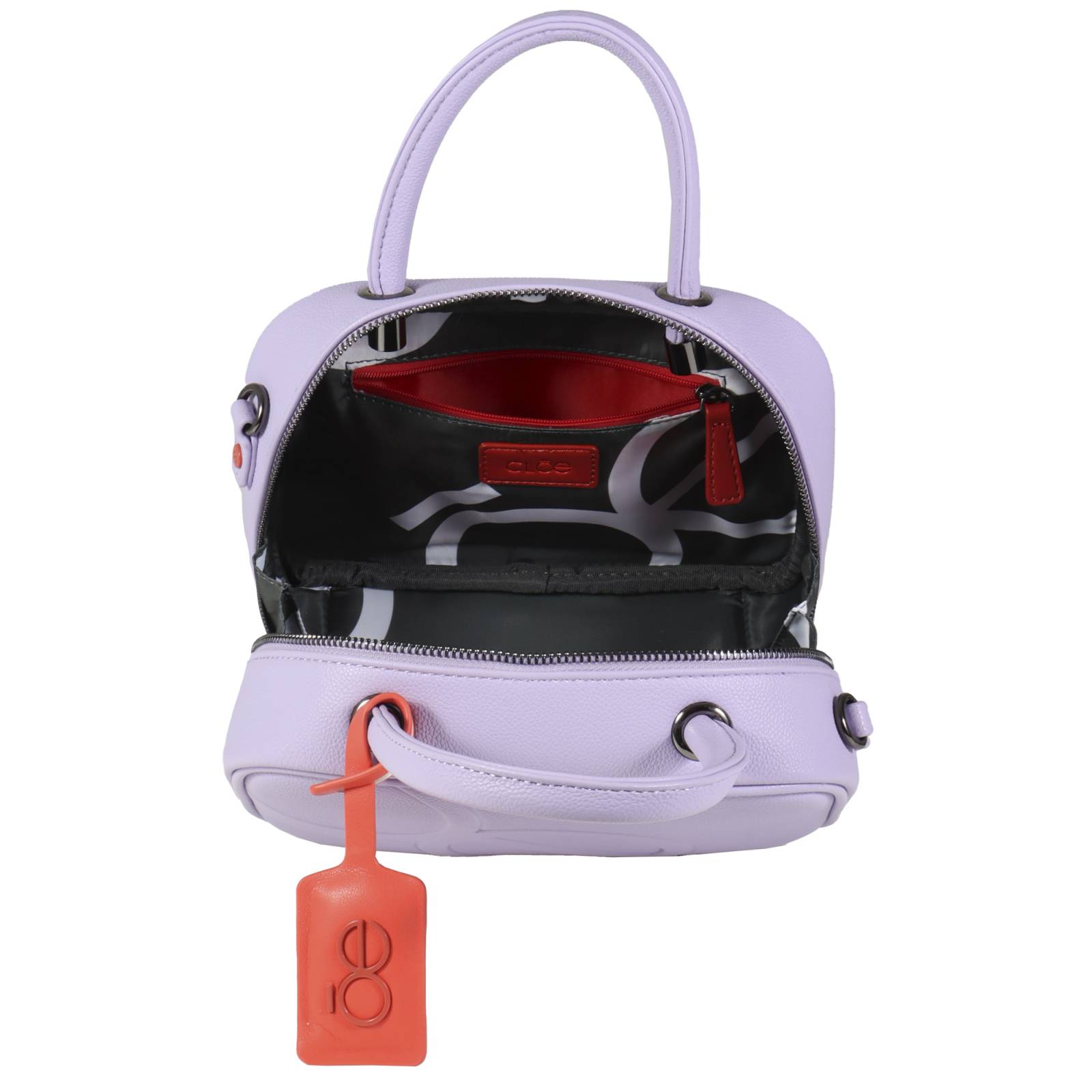 Bolsa Satchel Mini Charm al Contraste color Lila