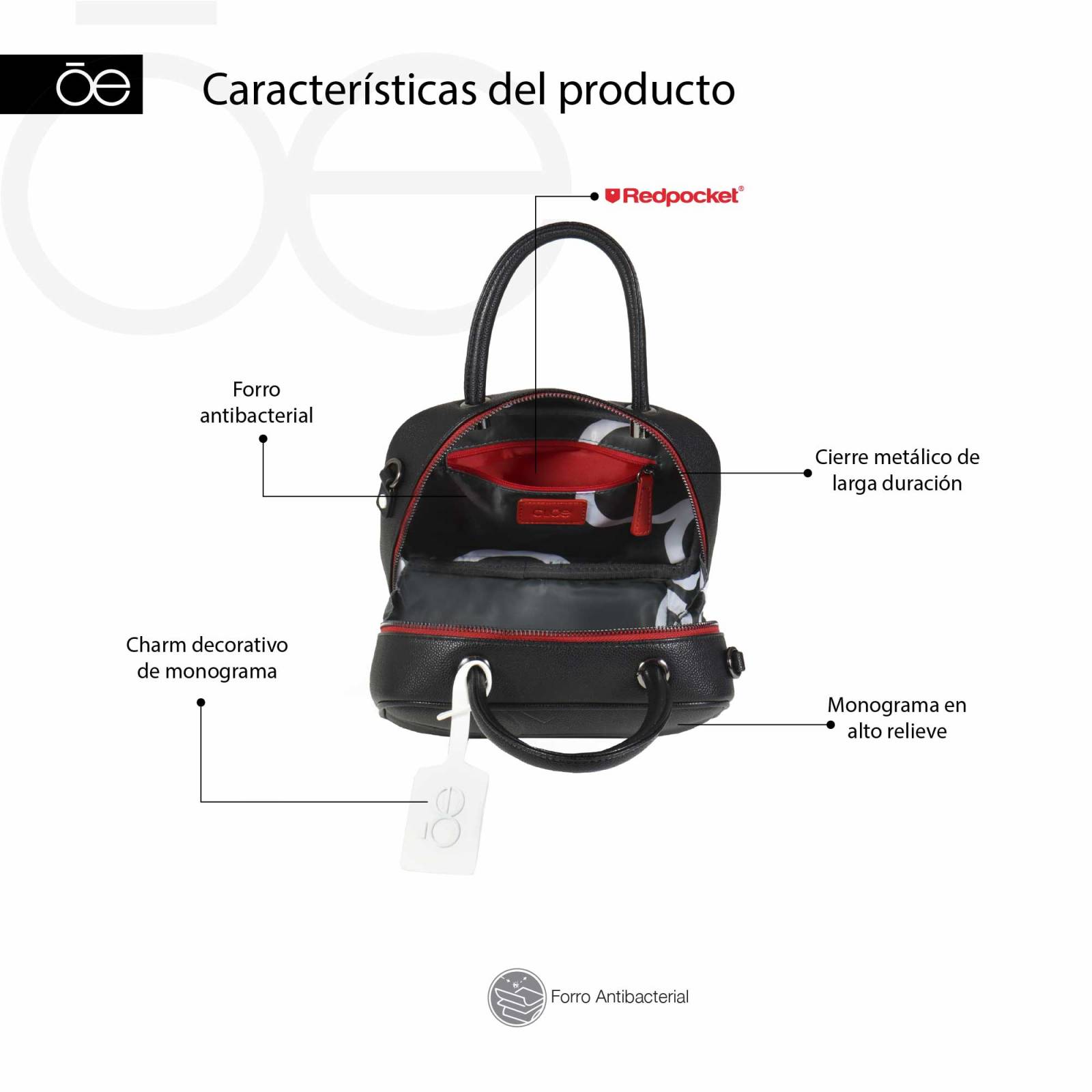 Bolsa Satchel Mini Charm al Contraste color Lila