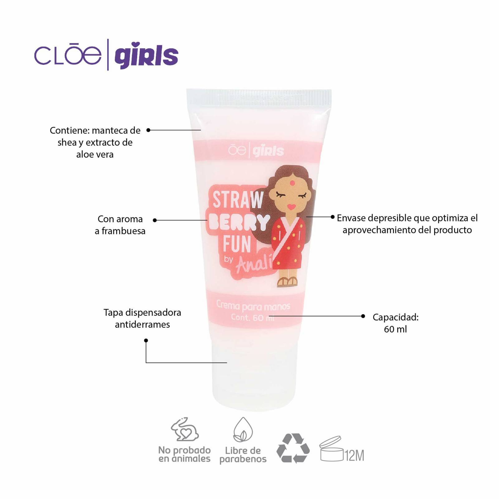 Set Cloe Girls Brisa Facial y Crema de Manos Analí Aroma Fresa 60 Ml