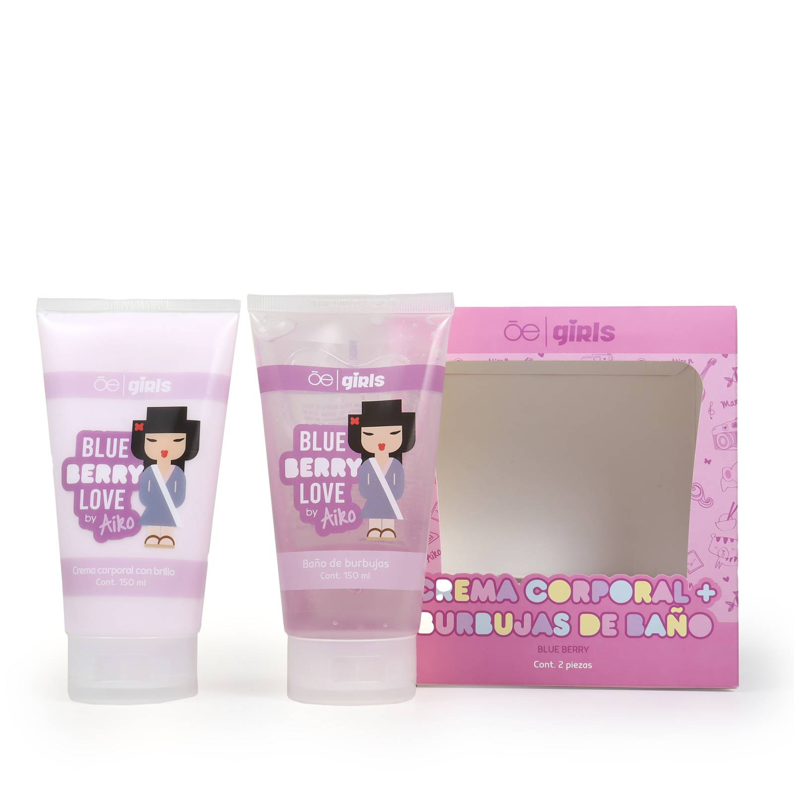 Set Cloe Girls Burbujas de Baño y Crema Corporal Aiko Aroma Moras 150 Ml
