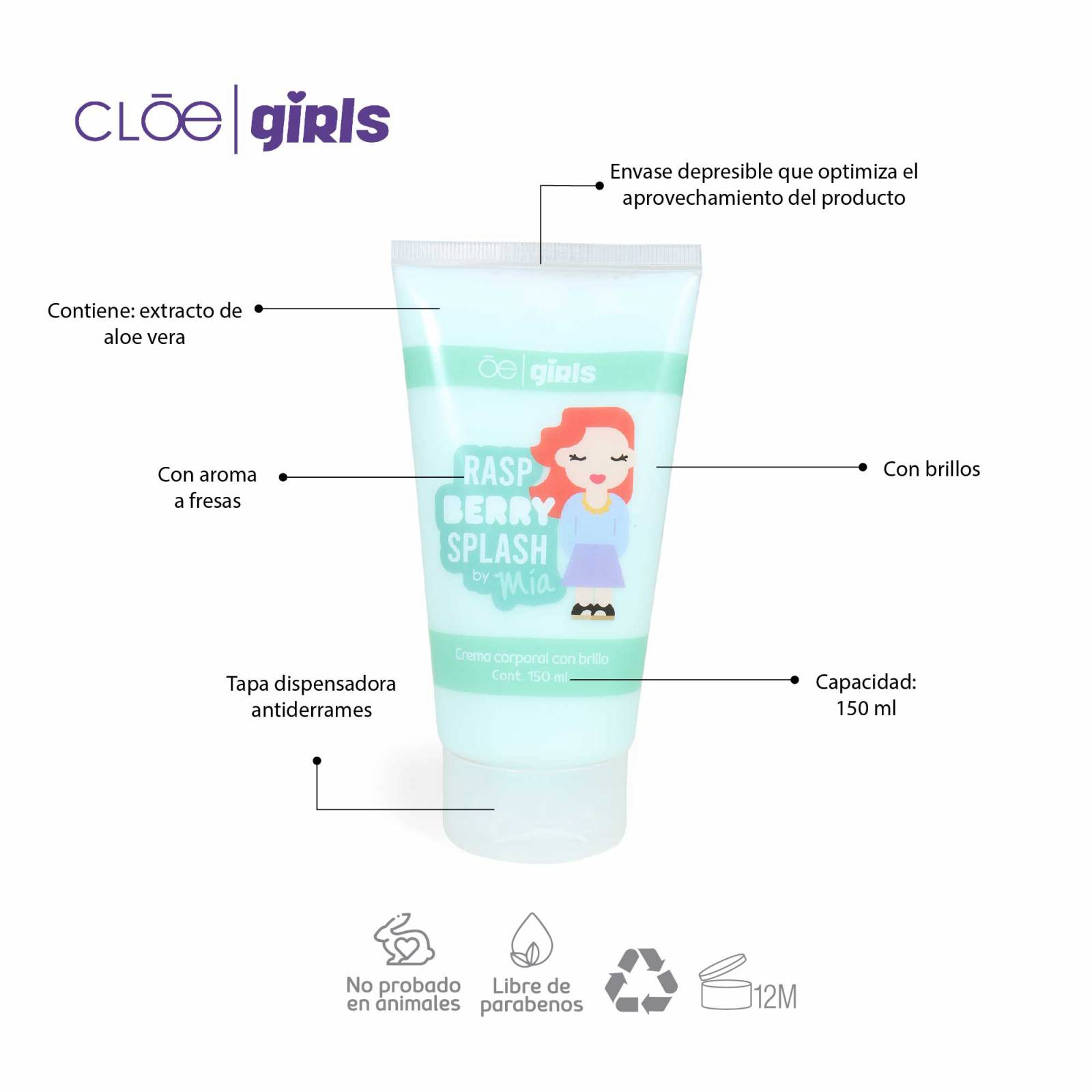 Set Cloe Girls de cuidado personal 3 en 1 Mía Aroma Frambuesa