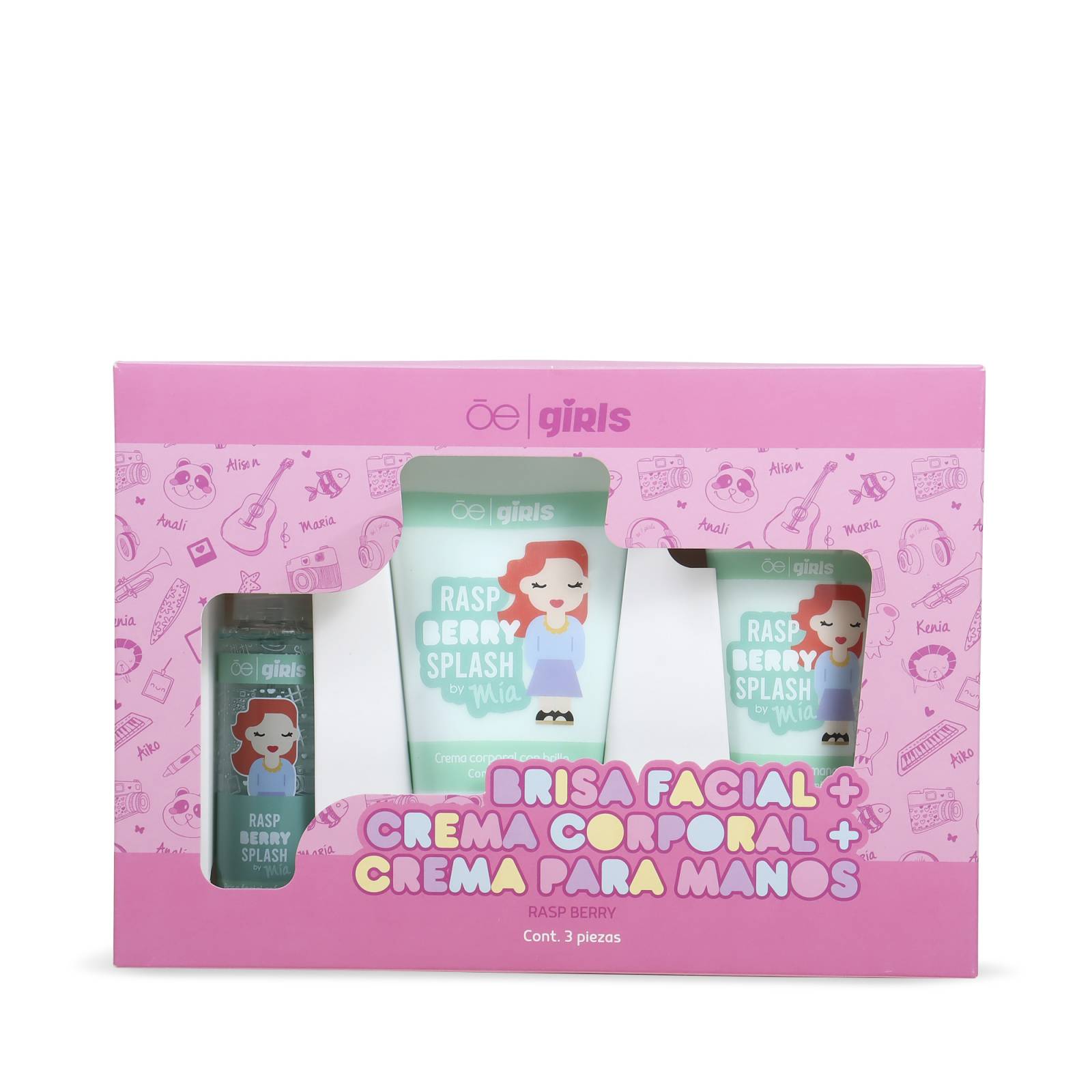 Set Cloe Girls de cuidado personal 3 en 1 Mía Aroma Frambuesa