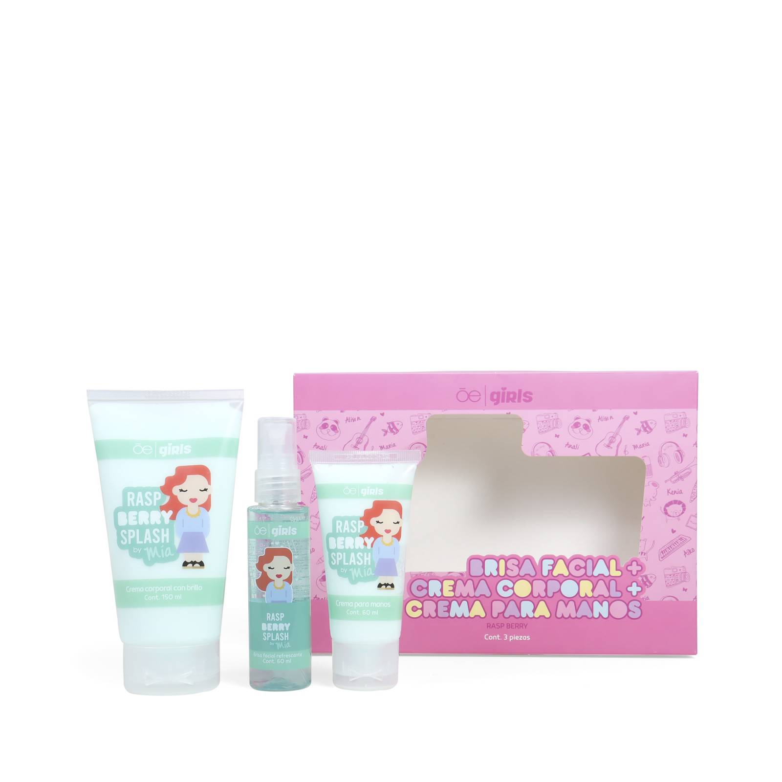 Set Cloe Girls de cuidado personal 3 en 1 Mía Aroma Frambuesa