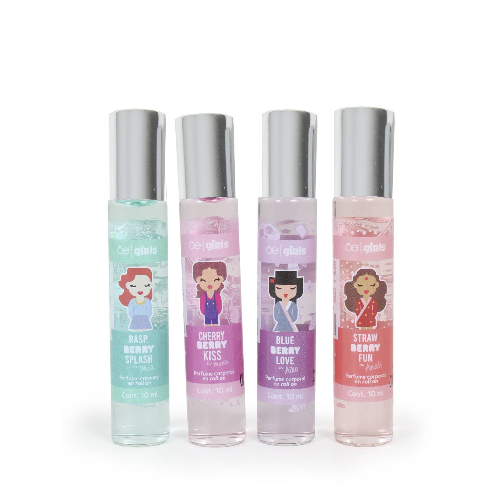 Set Cloe Girls Perfume Roll On Aroma Fresa Moras 10 Ml