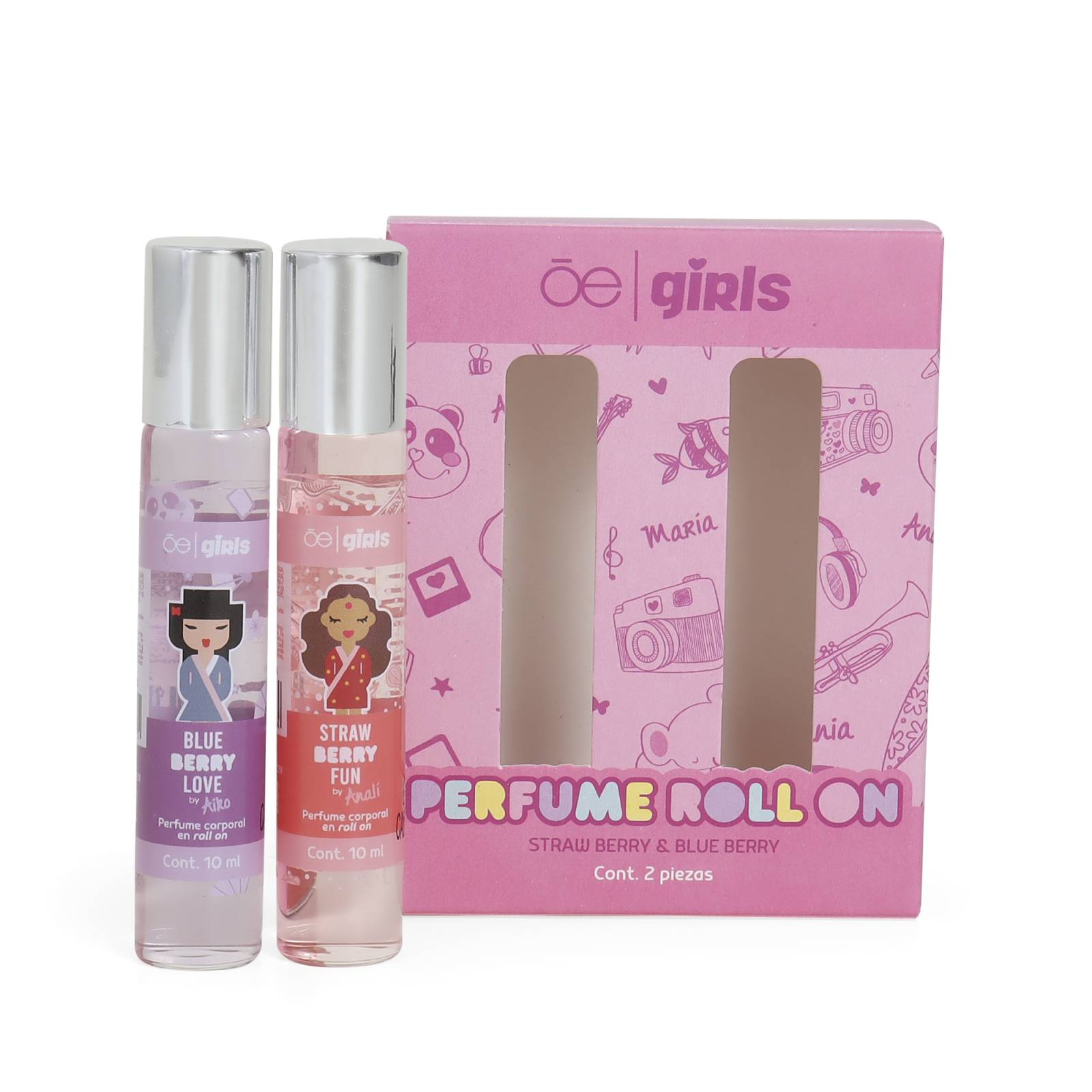 Set Cloe Girls Perfume Roll On Aroma Fresa Moras 10 Ml