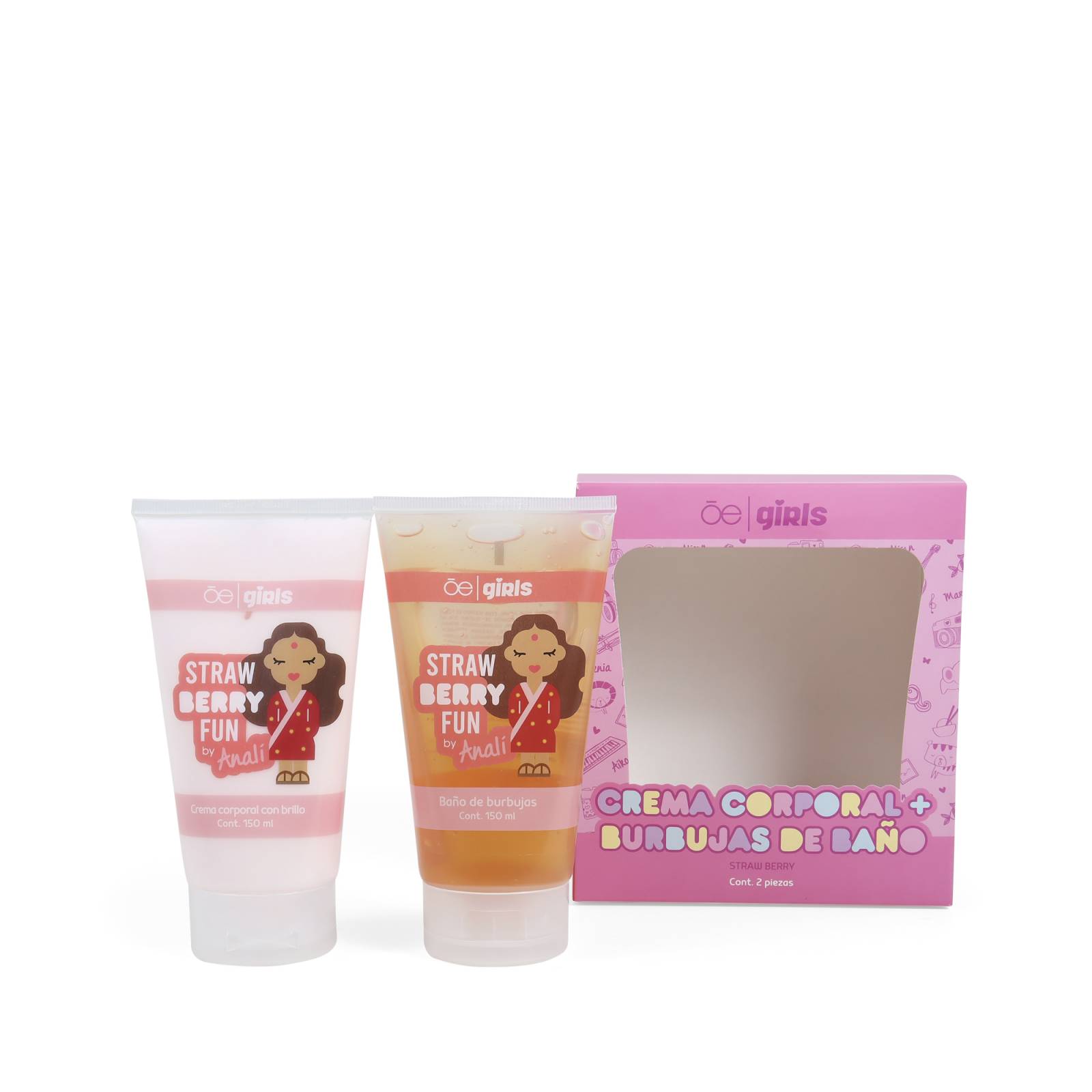 Set Cloe Girls Burbujas de Baño y Crema Corporal Analí Aroma Fresa 150 Ml