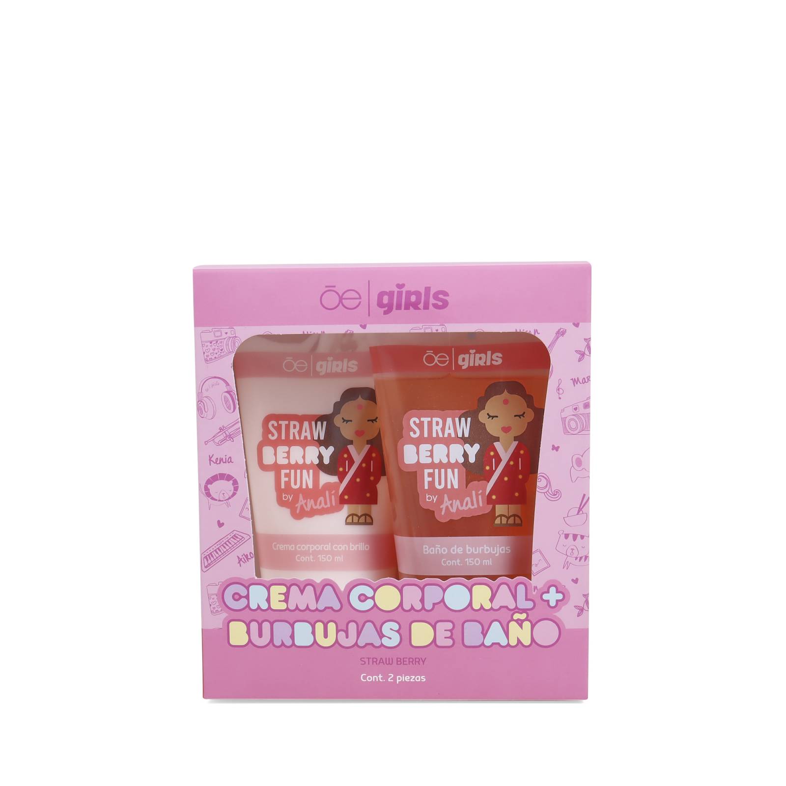 Set Cloe Girls Burbujas de Baño y Crema Corporal Analí Aroma Fresa 150 Ml