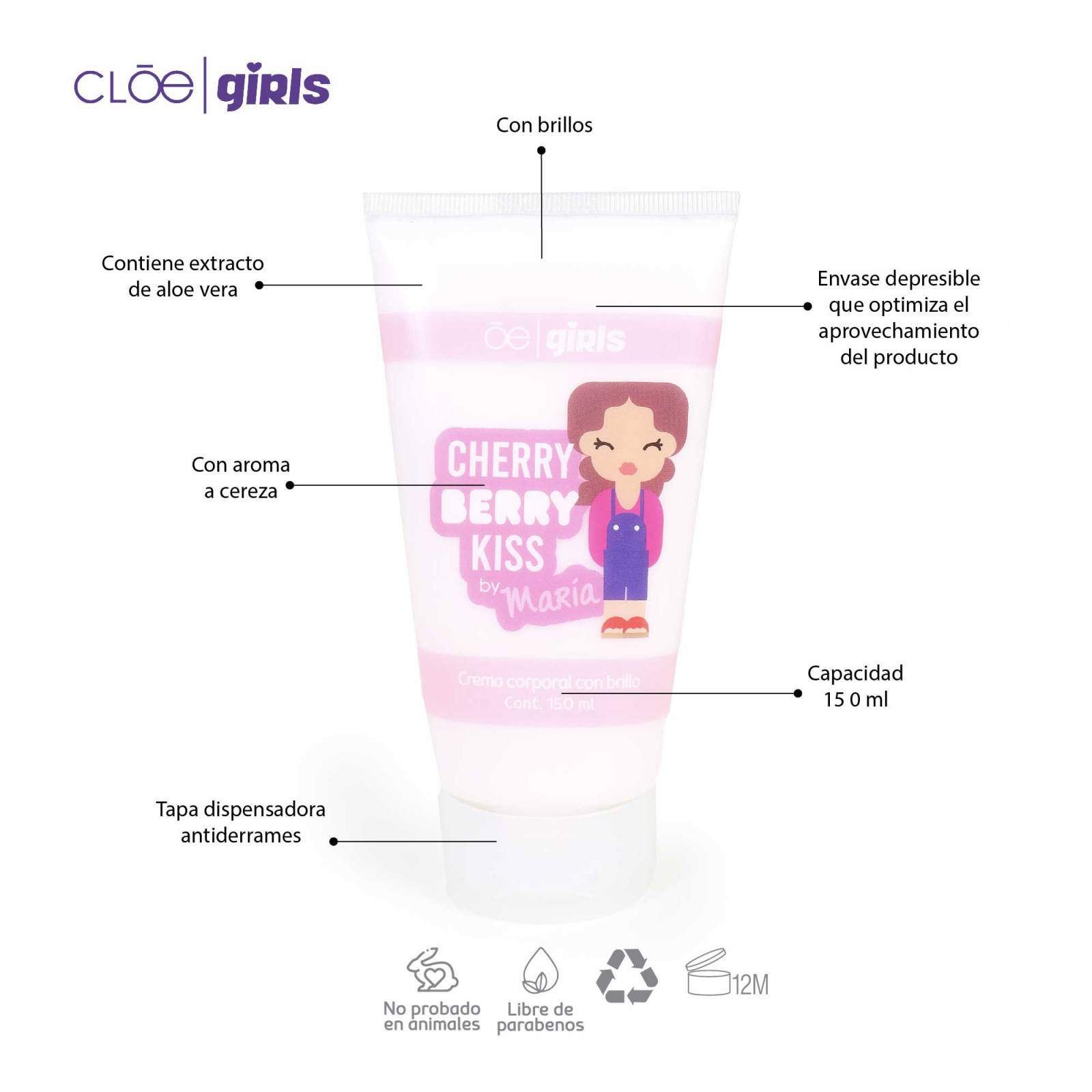 Set Cloe Girls de cuidado personal 3 en 1 María Aroma Cereza