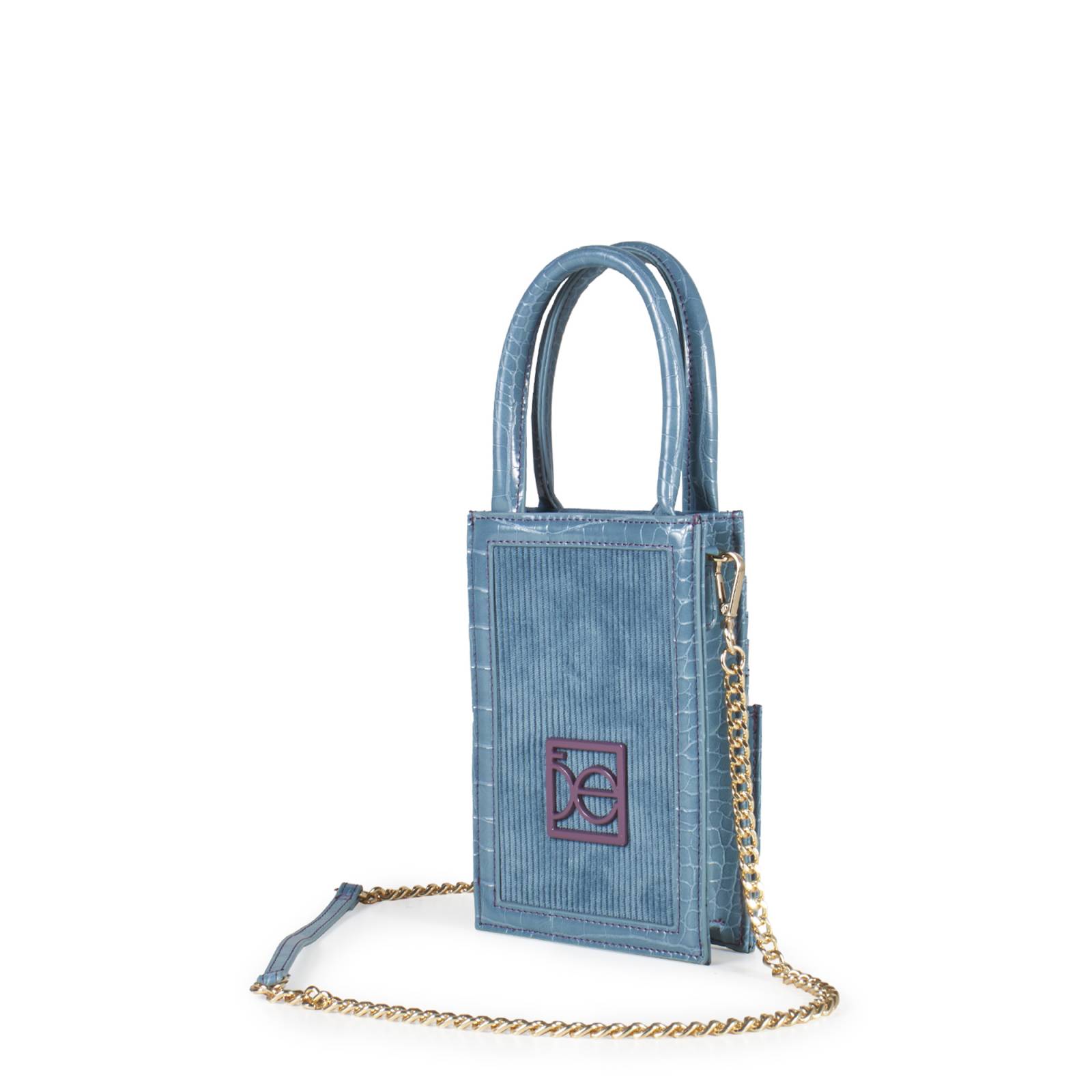 Cartera Vertical Porta Celular con Asa color Azul Turquesa