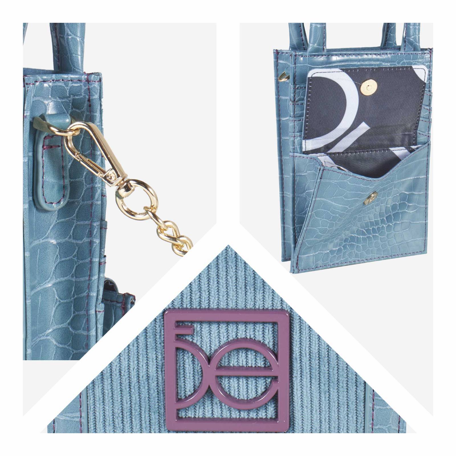 Cartera Vertical Porta Celular con Asa color Azul Turquesa