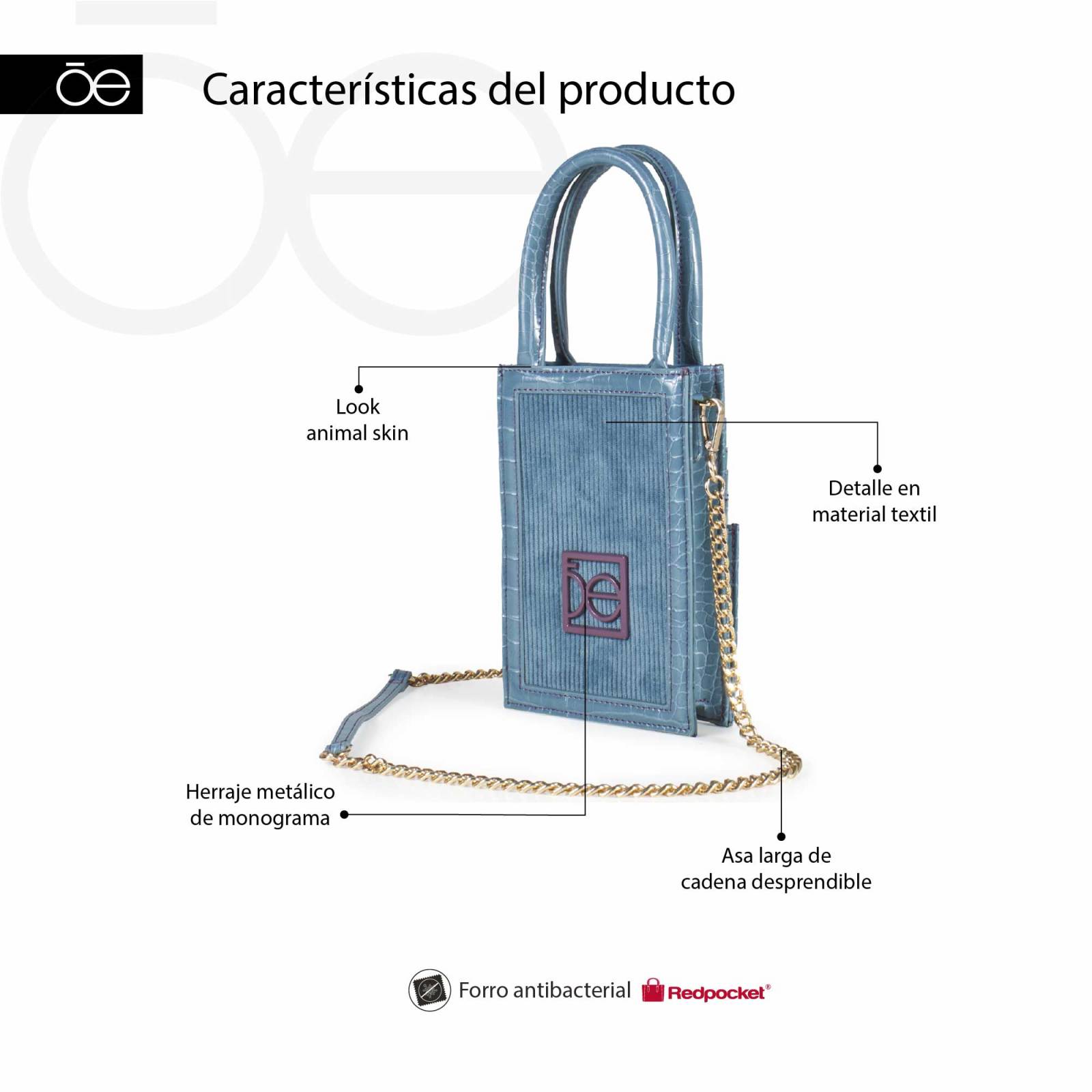 Cartera Vertical Porta Celular con Asa color Azul Turquesa