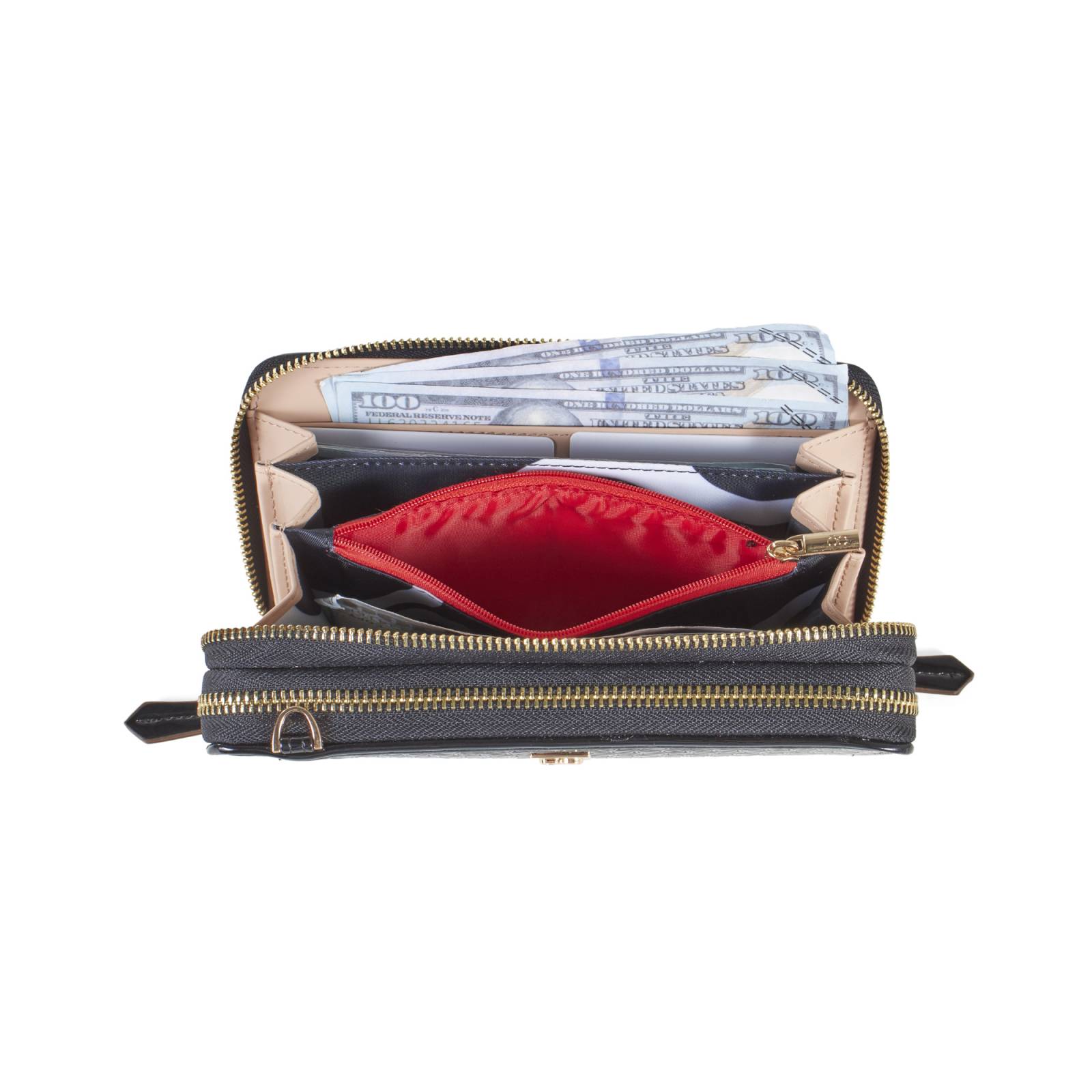 Cartera Grande Charol Doble Uso color Negro