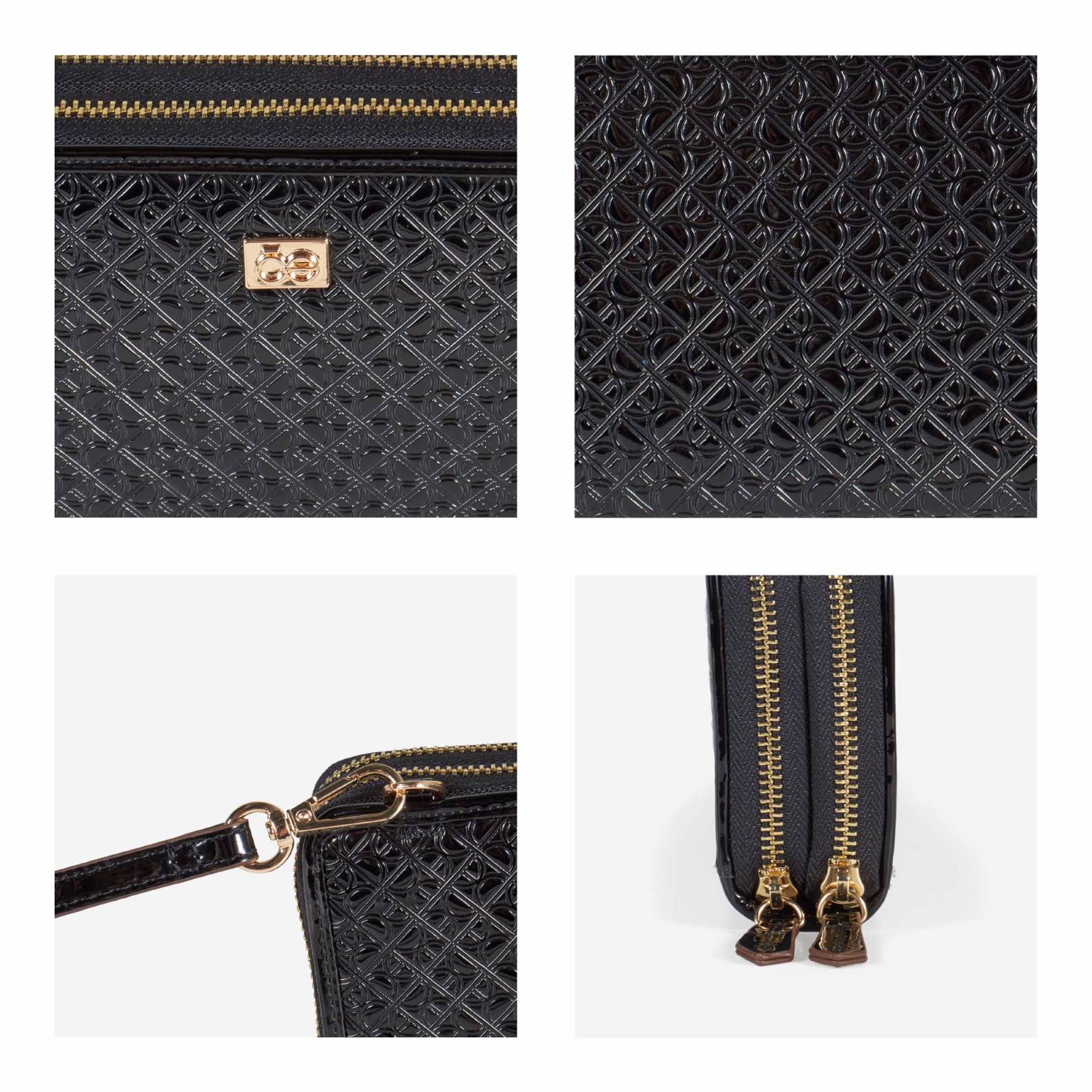 Cartera Grande Charol Doble Uso color Negro