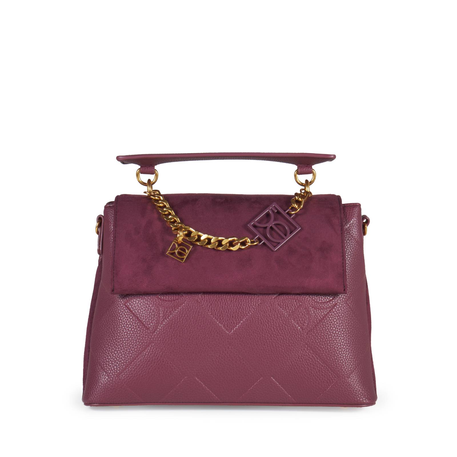 Bolsa Satchel Aplicación Cadena color Rojo Tinto