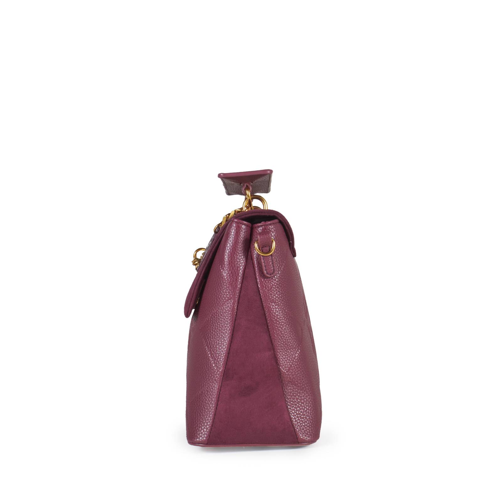 Bolsa Satchel Aplicación Cadena color Rojo Tinto